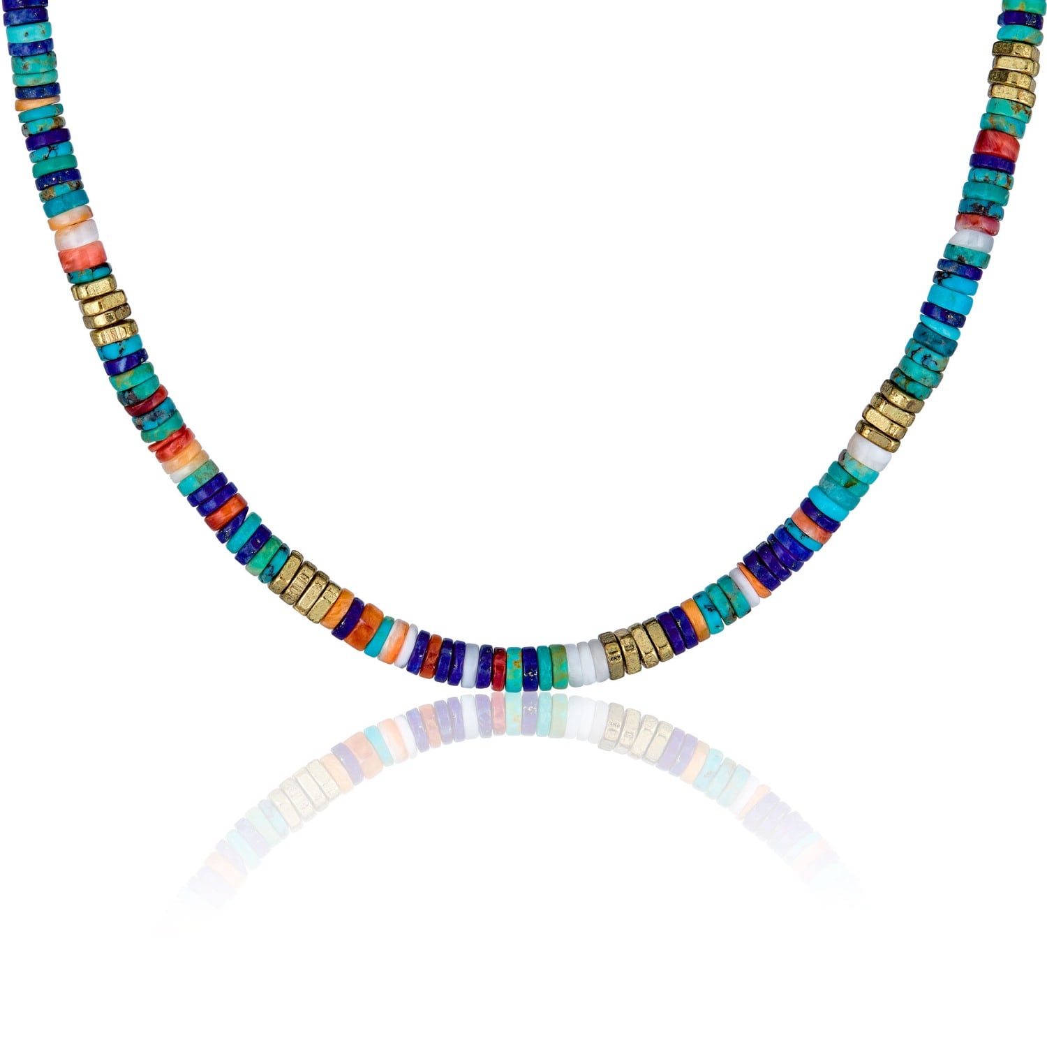 Cartography Women's Blue / White / Green Yá - Lapis, Turquoise And White Coral Heshi Bead Necklace In Multi