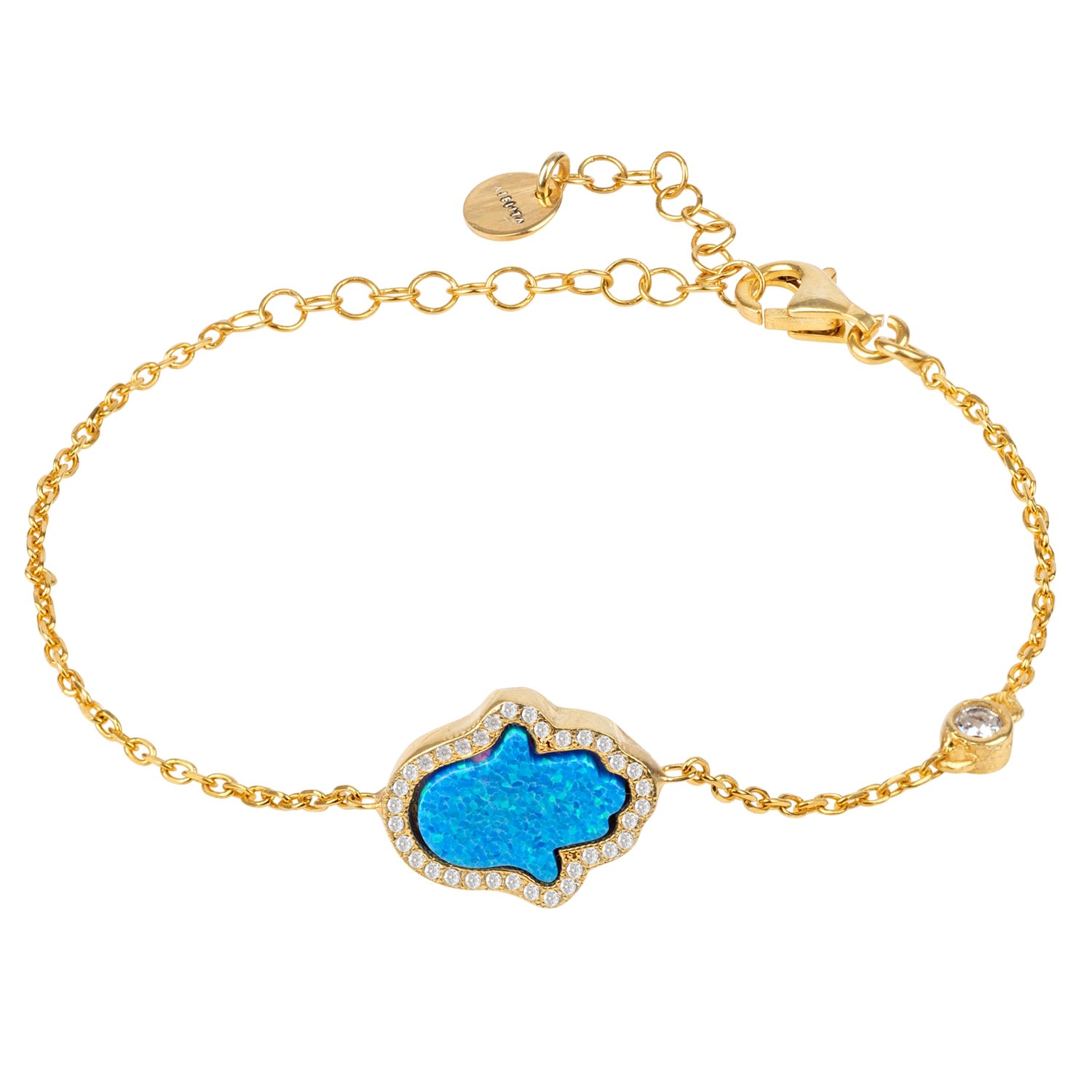 Latelita Women's Gold / Blue Hamsa Opalite Turquoise Blue Bracelet Gold In Multi