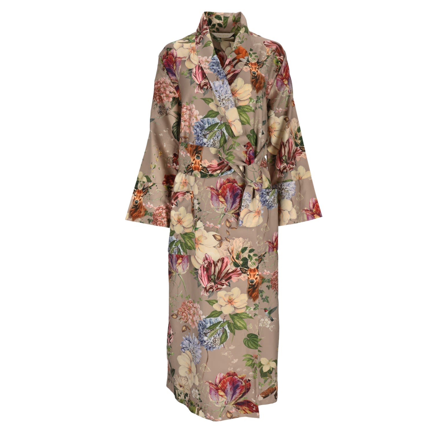 Decoflux Home Women's Brown Classic Cotton Sateen Robe Magic Garden Grey Cliff In Brown