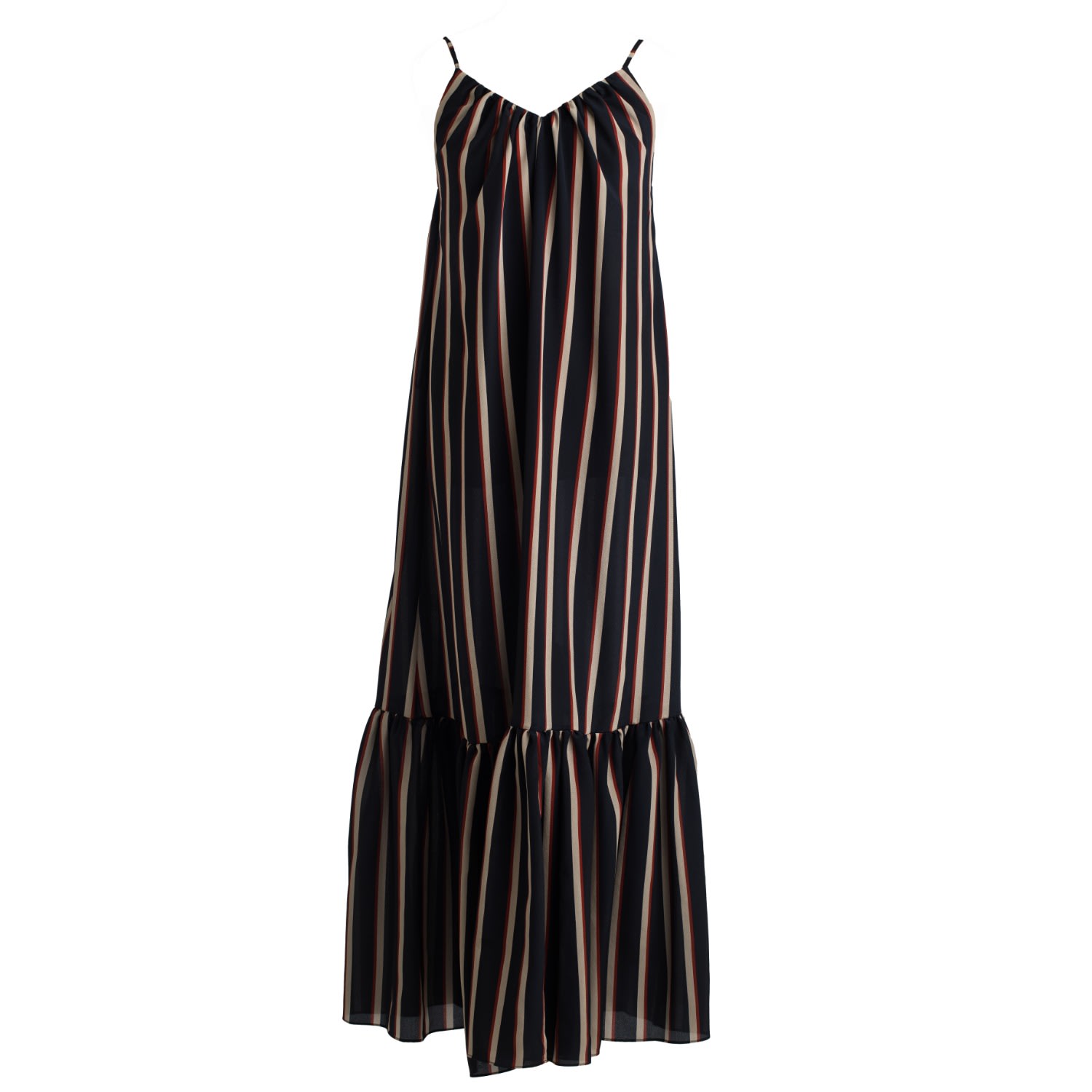 Mionè Women's Maxi Silk Dress With Vertical Red Stripes In Red