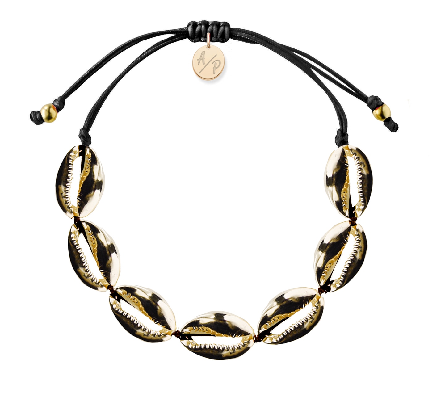 Adriana Pappas Designs Women's Mini Shells Bracelet Black - Gold Plated In Black