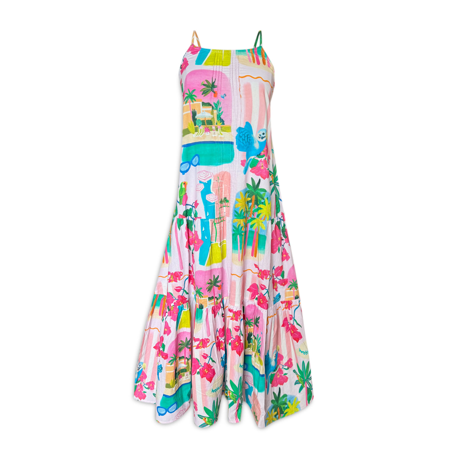 Pick Happy Women's Pink / Purple Maxi Cotton Dress Palm Beach Limited Edition In Pink/purple