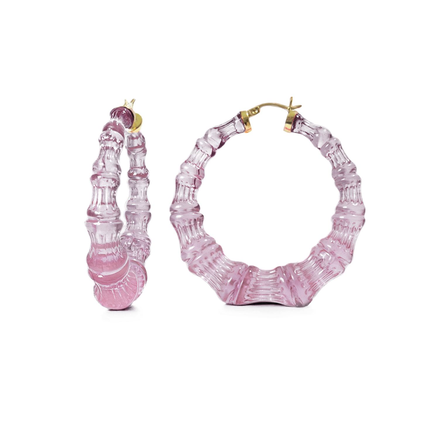 Gold & Honey Women's Pink / Purple / Rose Gold Bamboo Hoop Earrings In Winter Rose