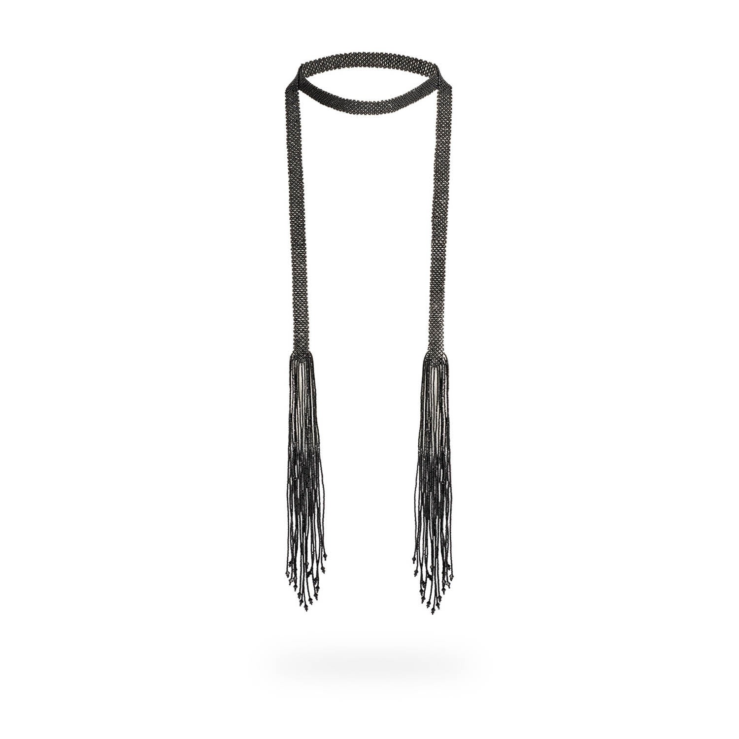 Women’s Cintilla Long Necklace - Black Crystal Kuu