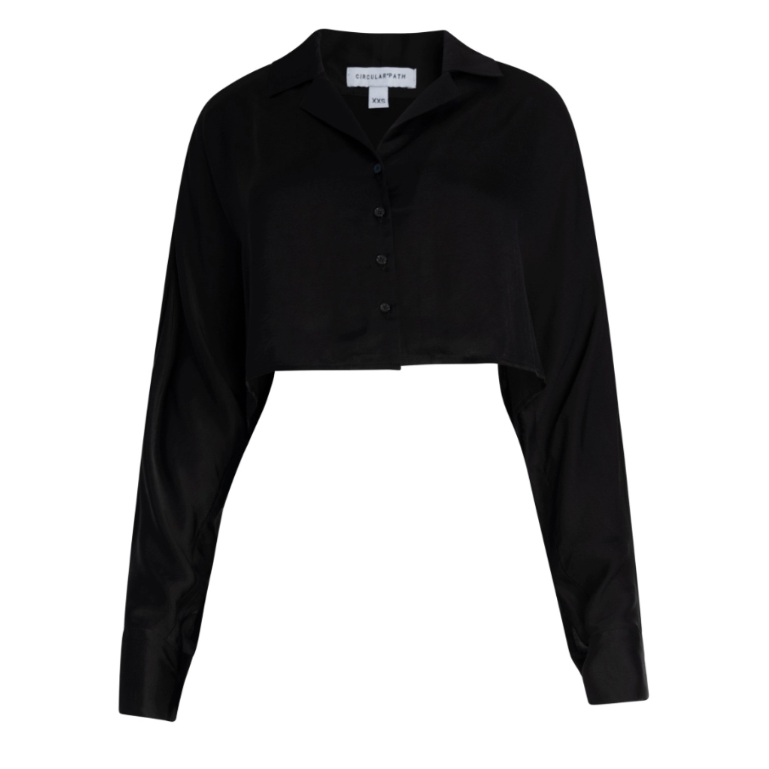 Circular Path Women's Crop Dolman Shirt - Black In Black
