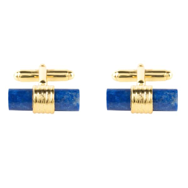 LATELITA LONDON Cylindrical Cufflink Gold Lapis Lazuli