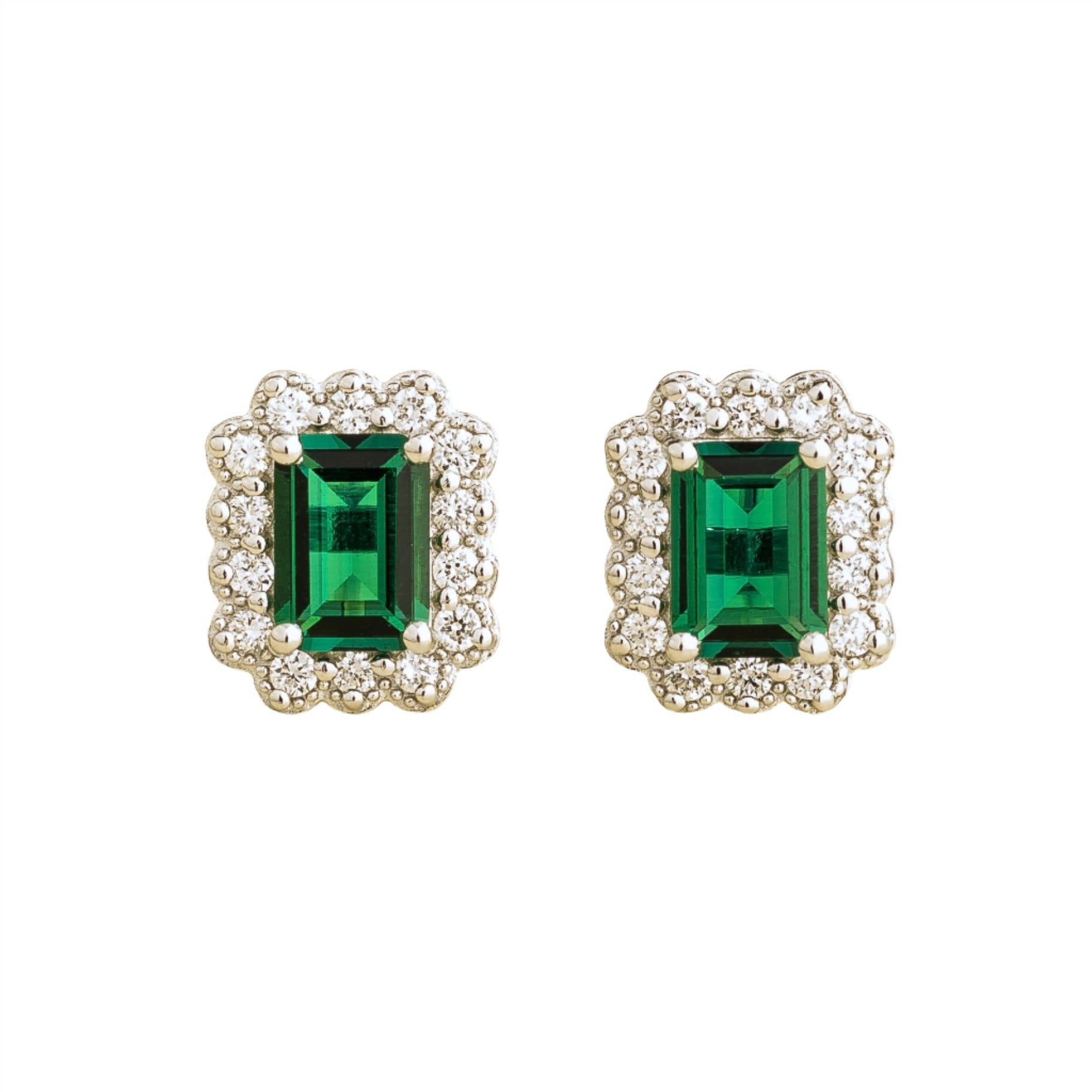 Juvetti Women's White / Silver / Green Verda White Gold Earrings Emerald & Diamond In Multi