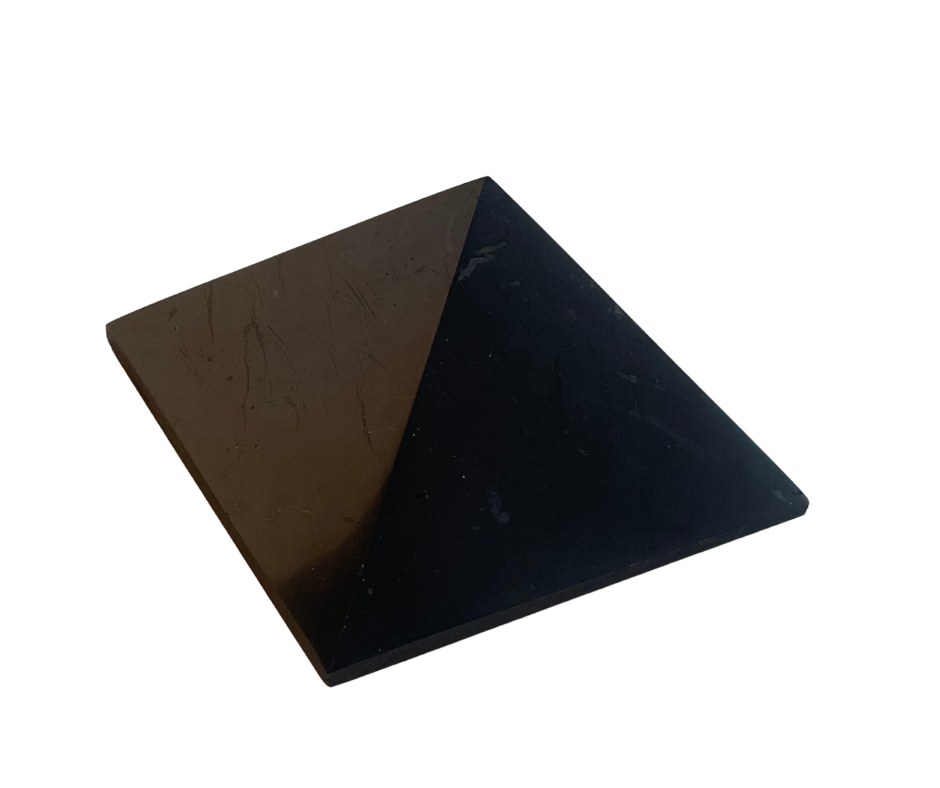 Lemuria Store Black Shungite Pyramid Smooth - Emf Protection Grounding Healing In Black