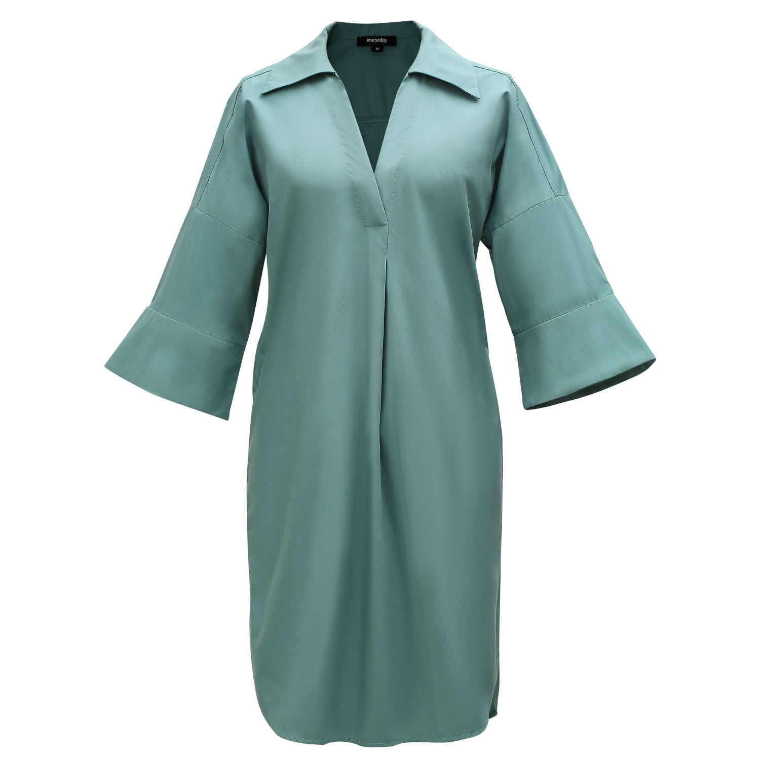 Women’s Green Cotton Minimalist Shirt Dress - Teal Large Smart and Joy