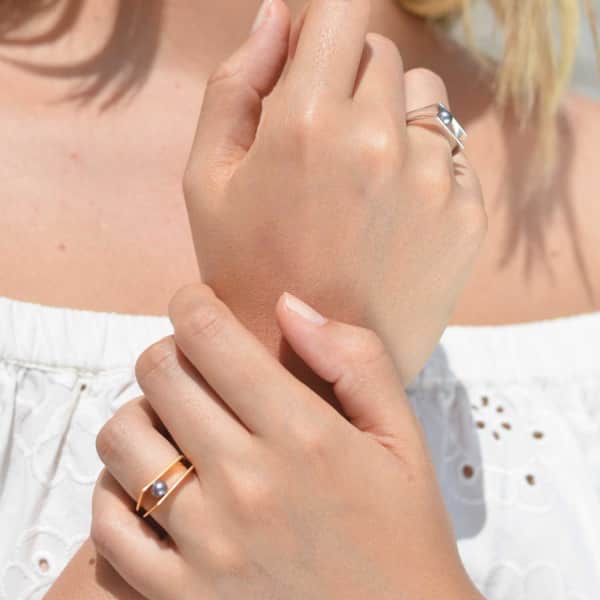 Neola Alvaro Gold Cocktail Ring With White Pearl In Cocktail