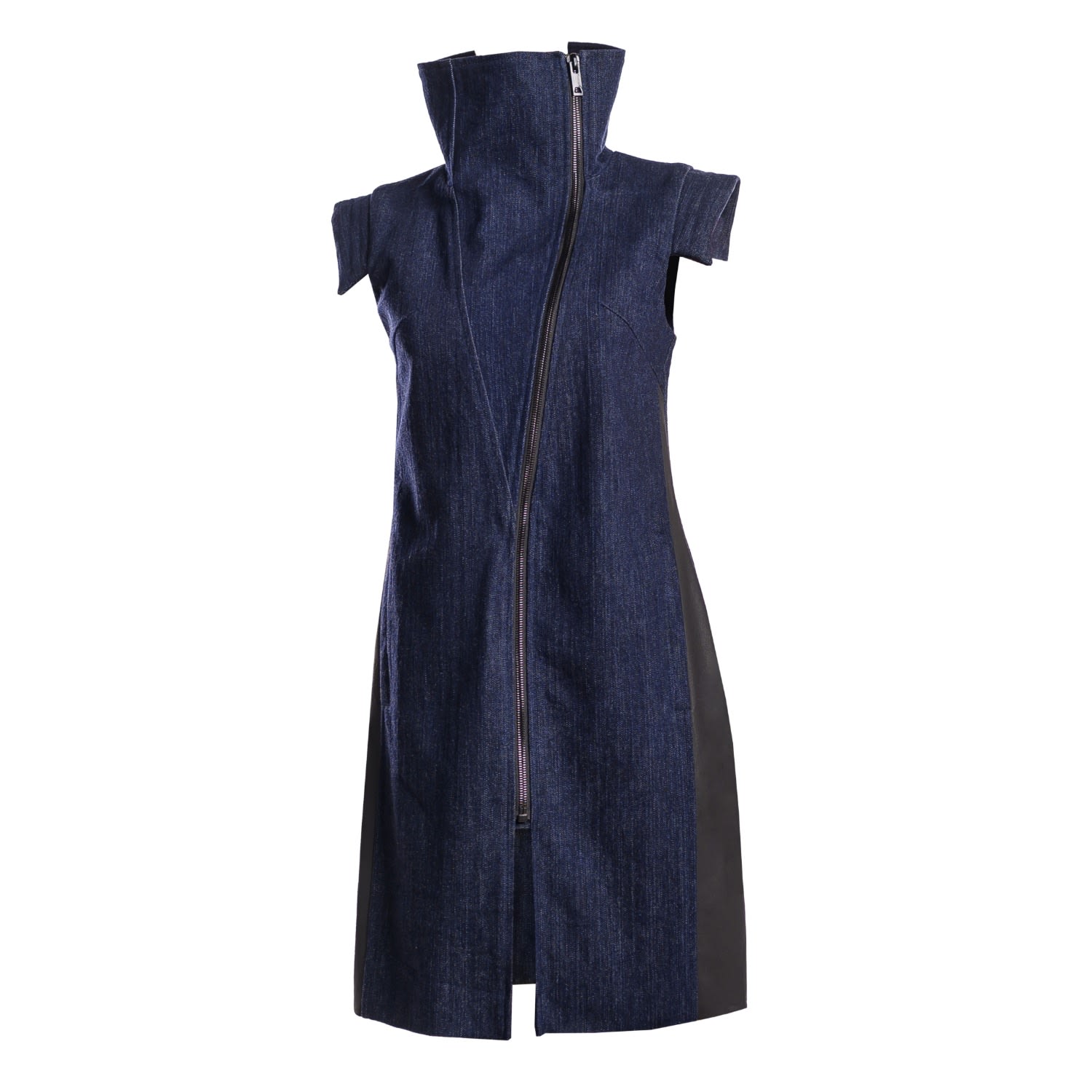 Victoria Rainer Women's Asymmetrical High-collar Sleeveless Jacket - Blue In Blue