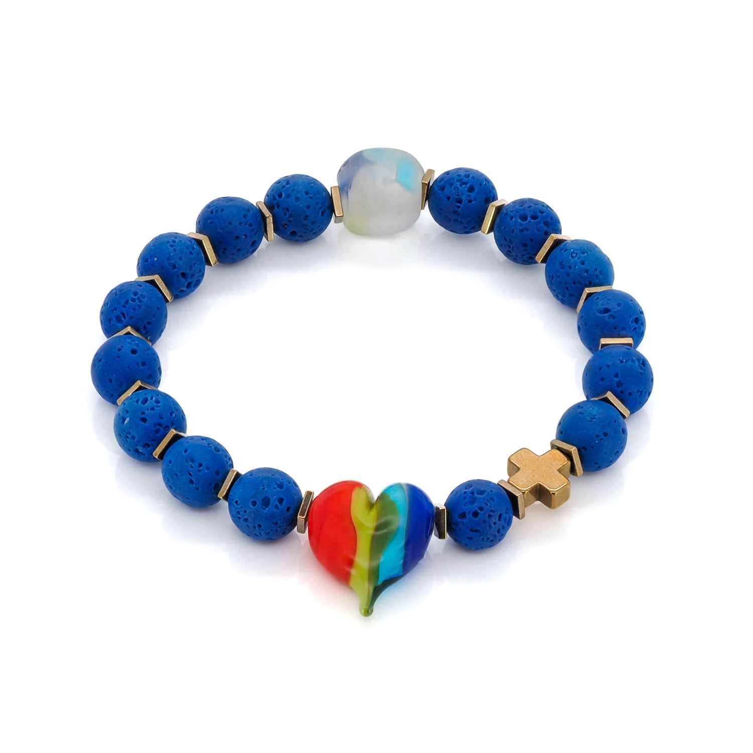 Women’s Green / Blue Ceramic Rainbow Heart Colorful Life Bohemian Beaded Bracelet - Colorful Ebru Jewelry