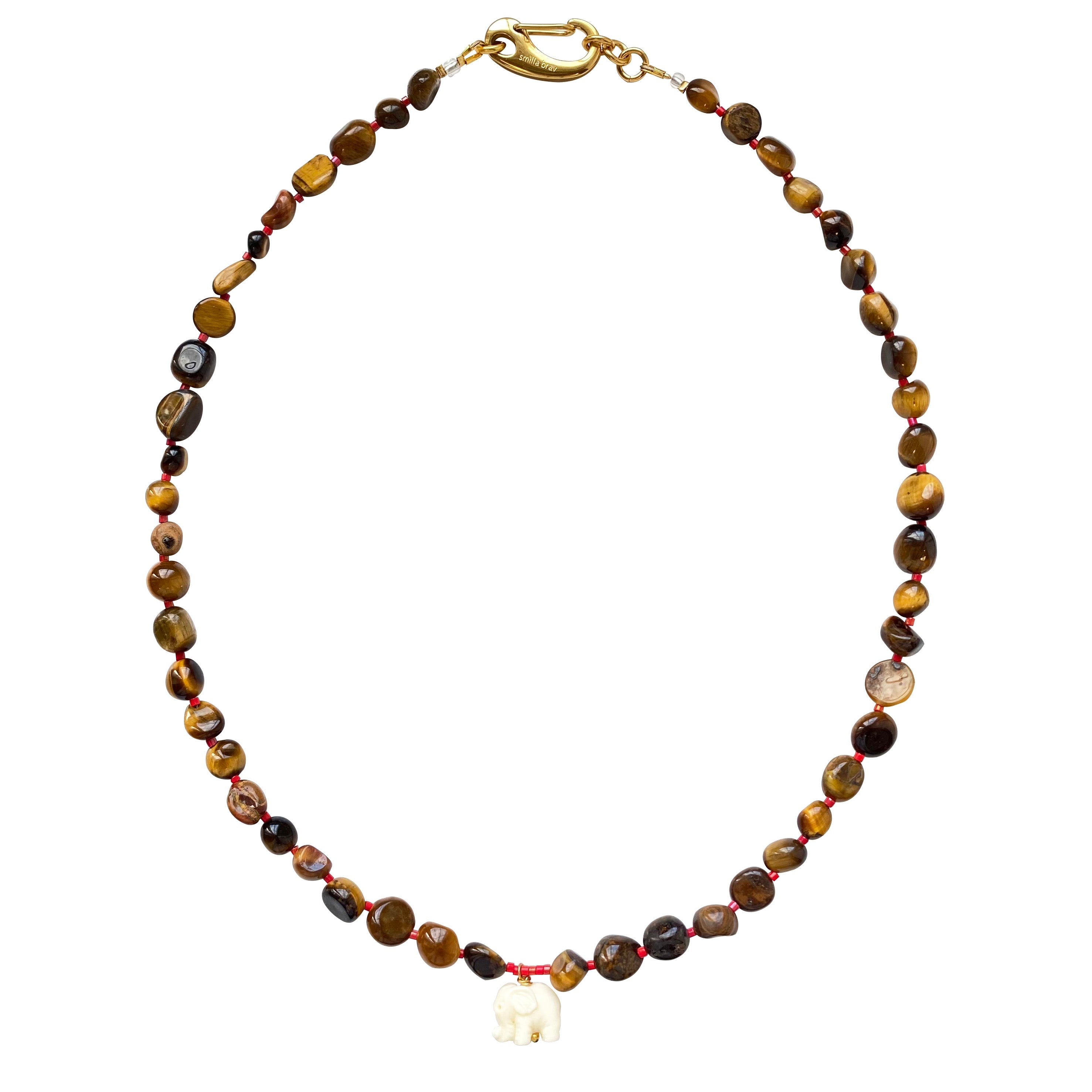 Smilla Brav Women's Gold / White / Brown Elephant Necklace Simson In Multi
