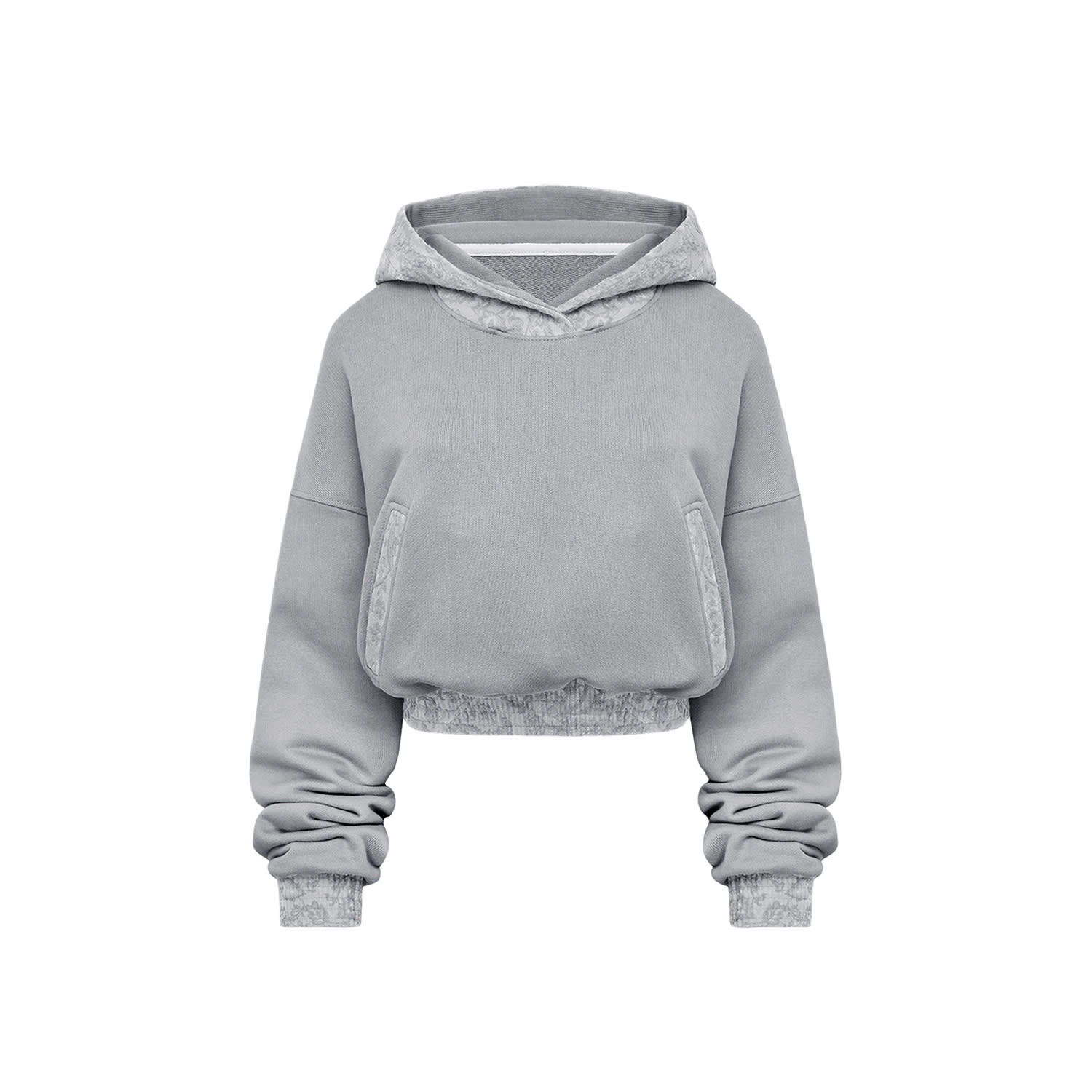Mandragora Women's Grey Cotton Sweatshirt With Jacquard Detailing - Lantre In Grey