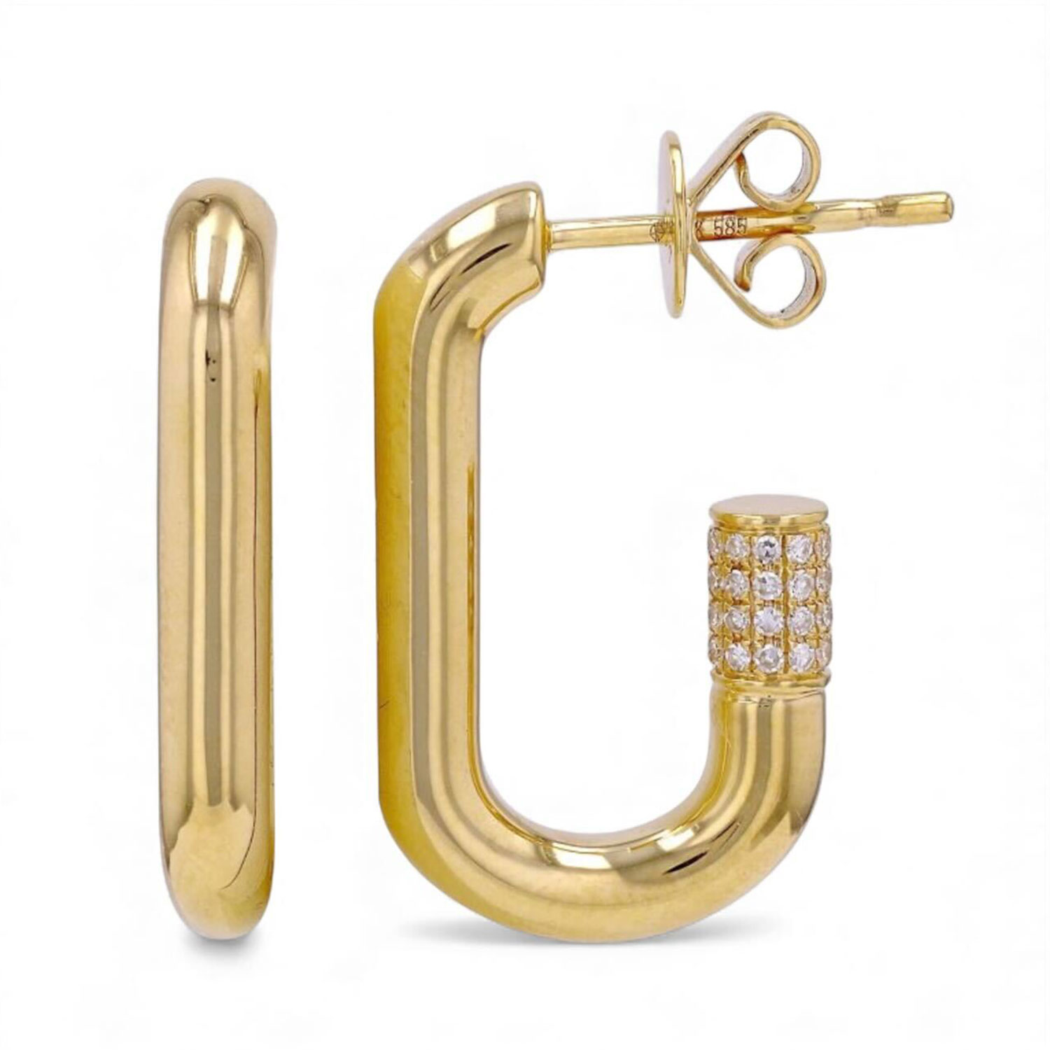 Neshi Designs Women's Yellow Sculpted U-hoop Diamond Earrings In Gold