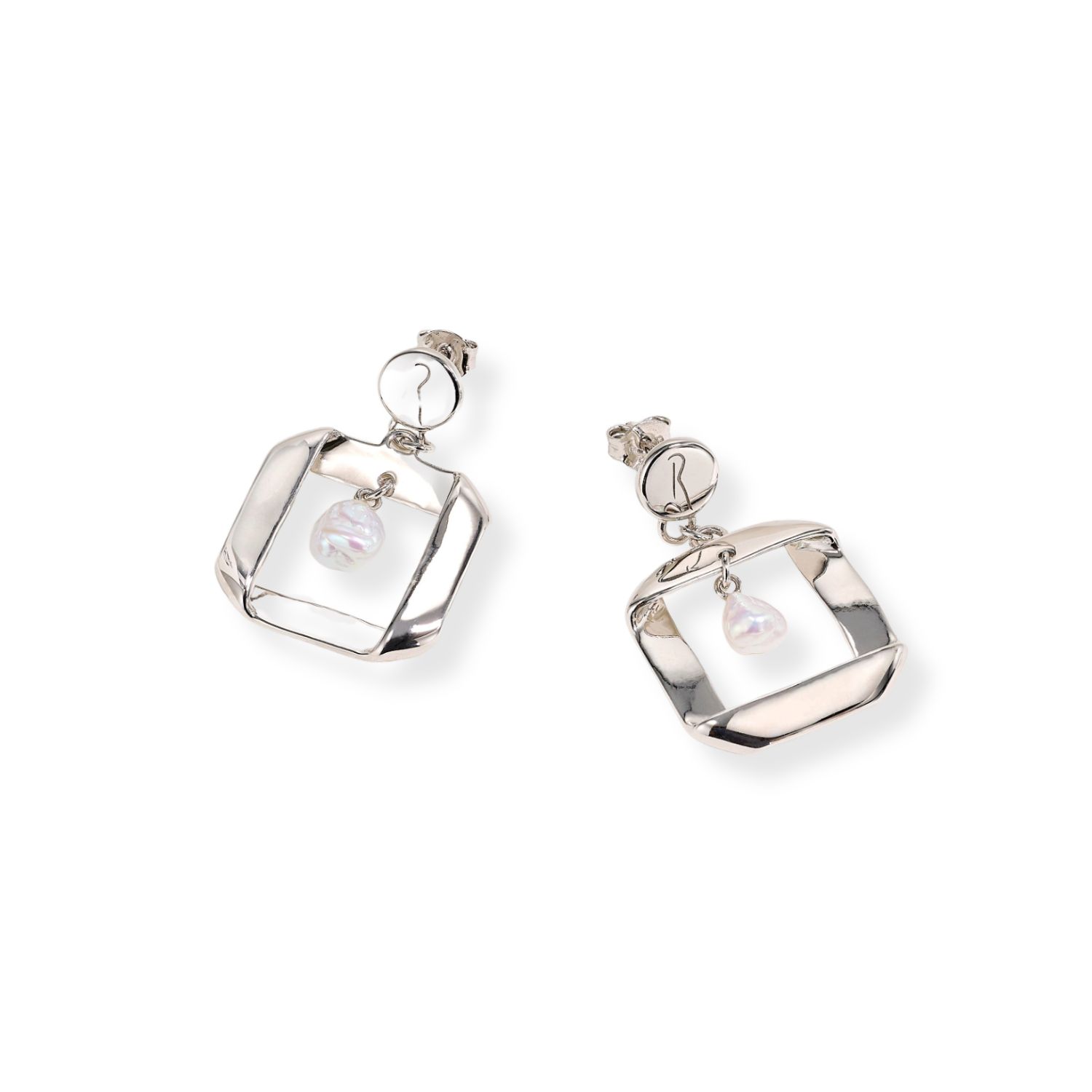 Risque Women's White / Silver Era Pearl Earrings Silver