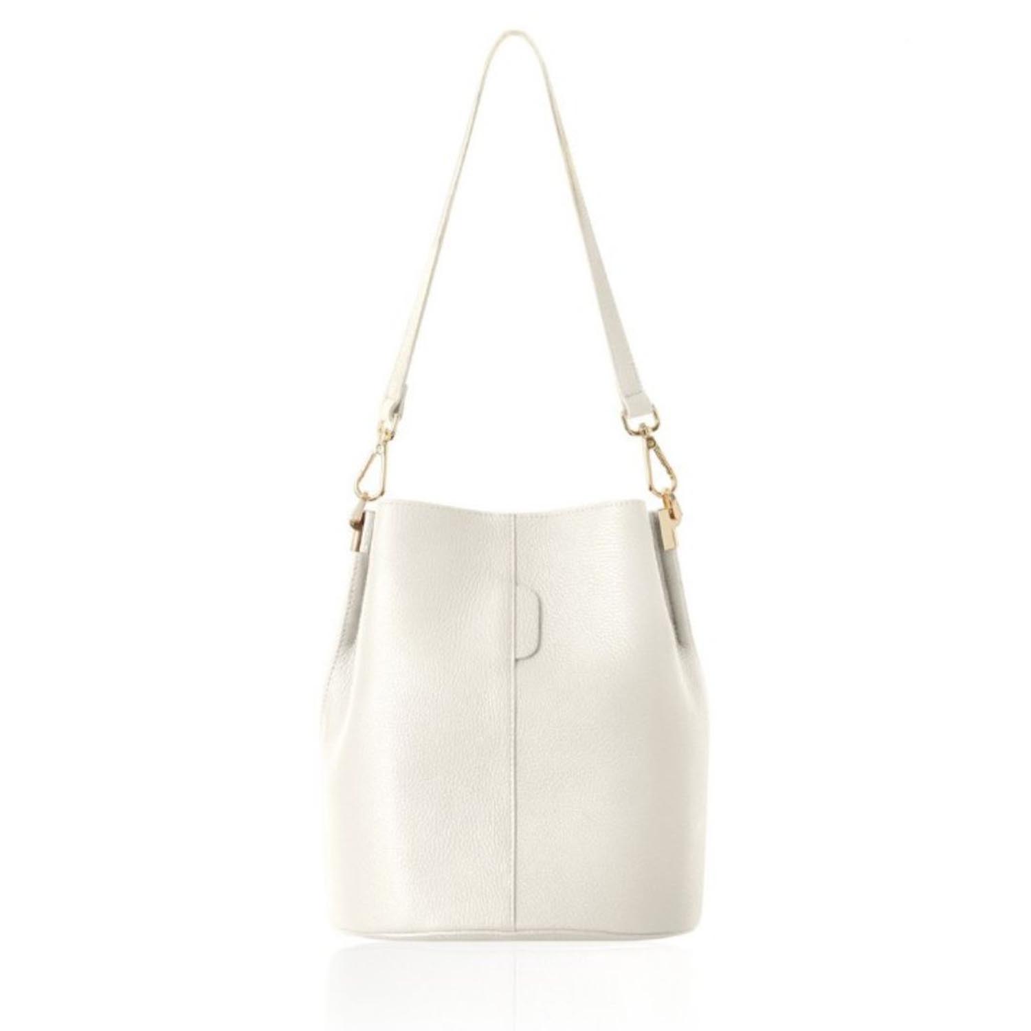 Betsy & Floss Women's Neutrals Lecco Leather Bucket Bag In Cream In Multi