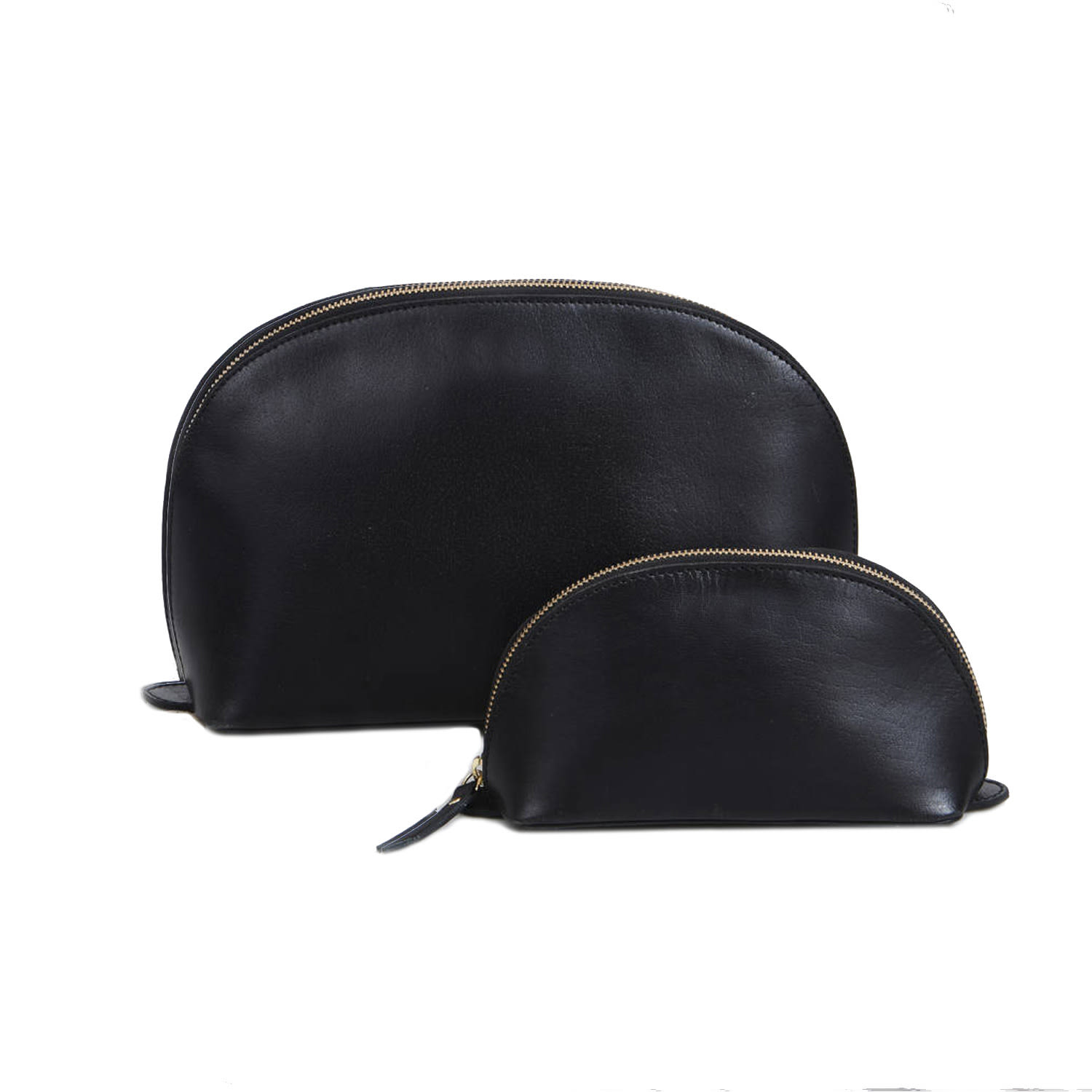 Vida Vida Lunar Black Leather Wash Bag & Make-up Bag Set In Black