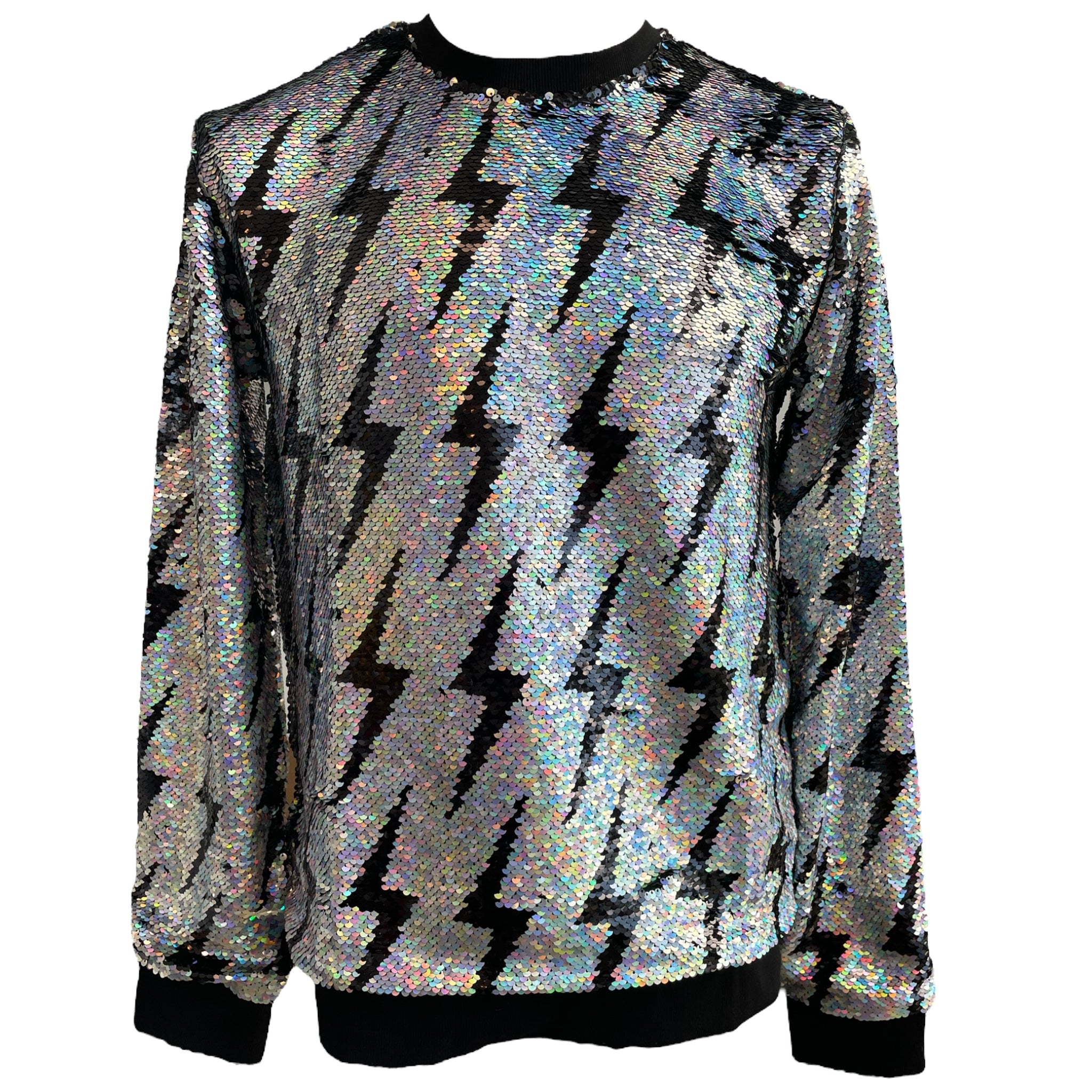Any Old Iron Women's Silver Iridescent Frightening Lightning Reversible Sequin Sweatshirt In Silver