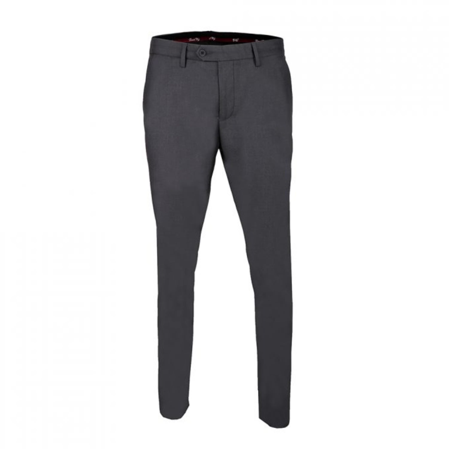 David Wej Men's Neutrals Plain Smart Trousers With Belt Loops – Charcoal In Black
