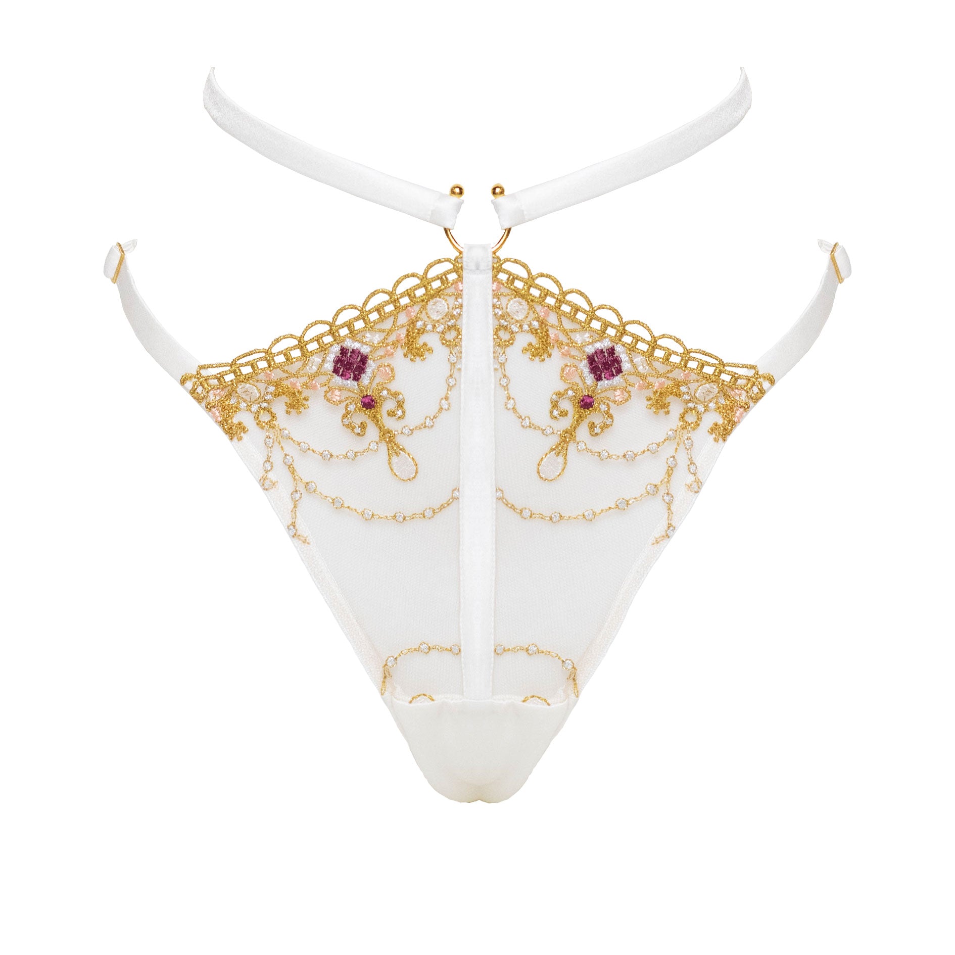 Matilda Waist Strap Knicker In Ivory by Studio Pia