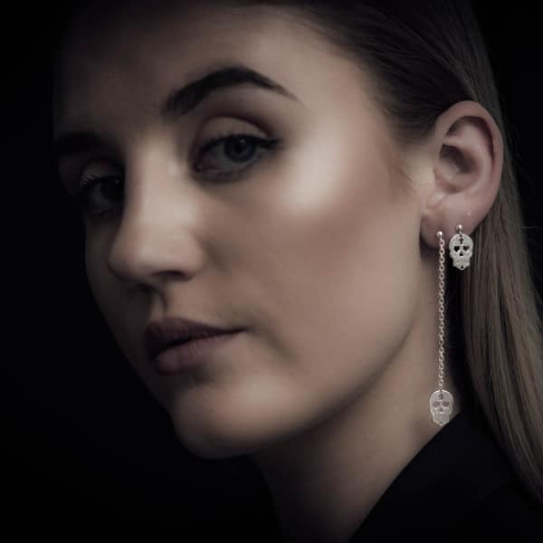 Cartergore Gold Sugar Skull With Heart Eyes Single Short Drop Earring In Drop