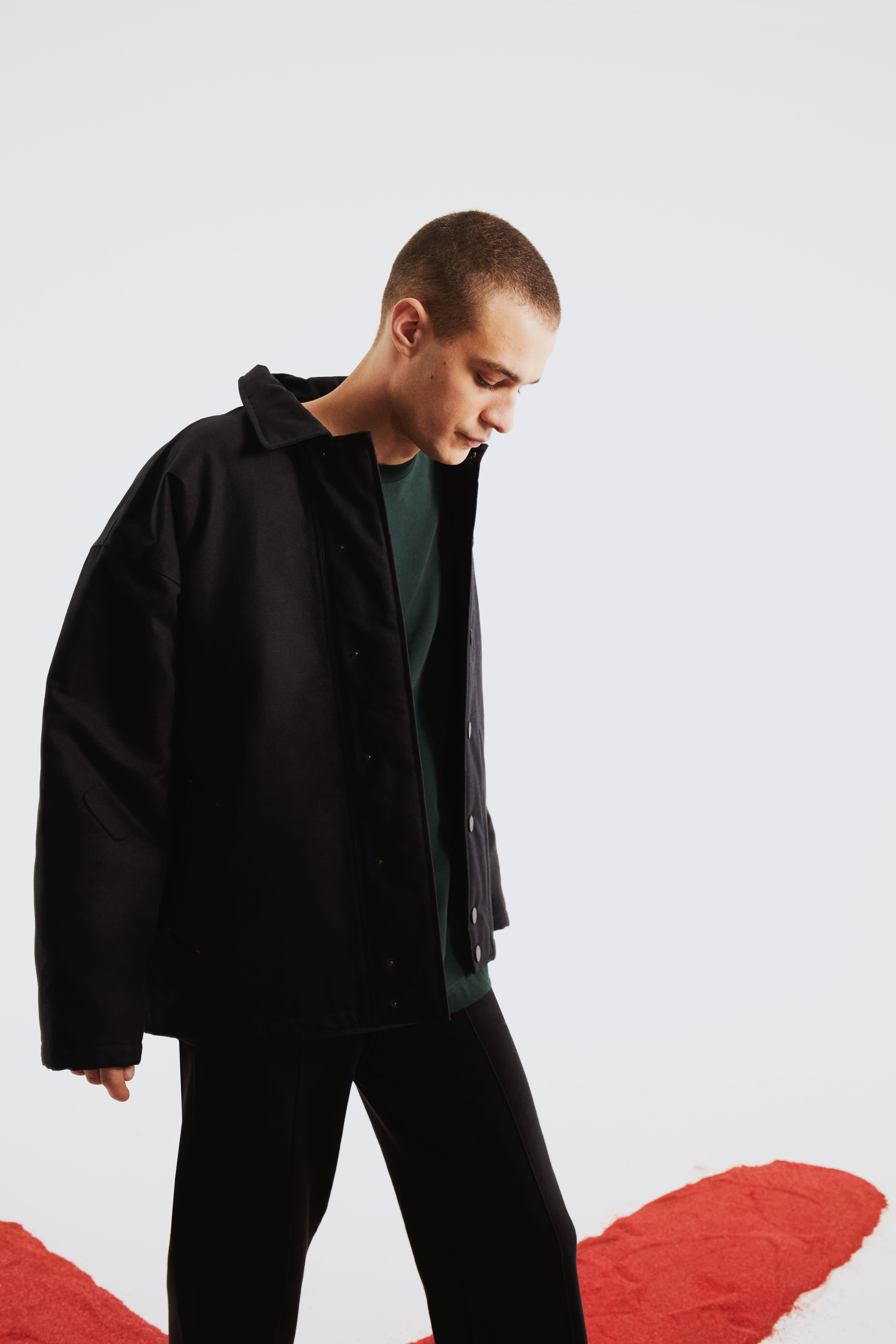 Men Oversized Puffer Jacket Black PCFG Wolf Badger