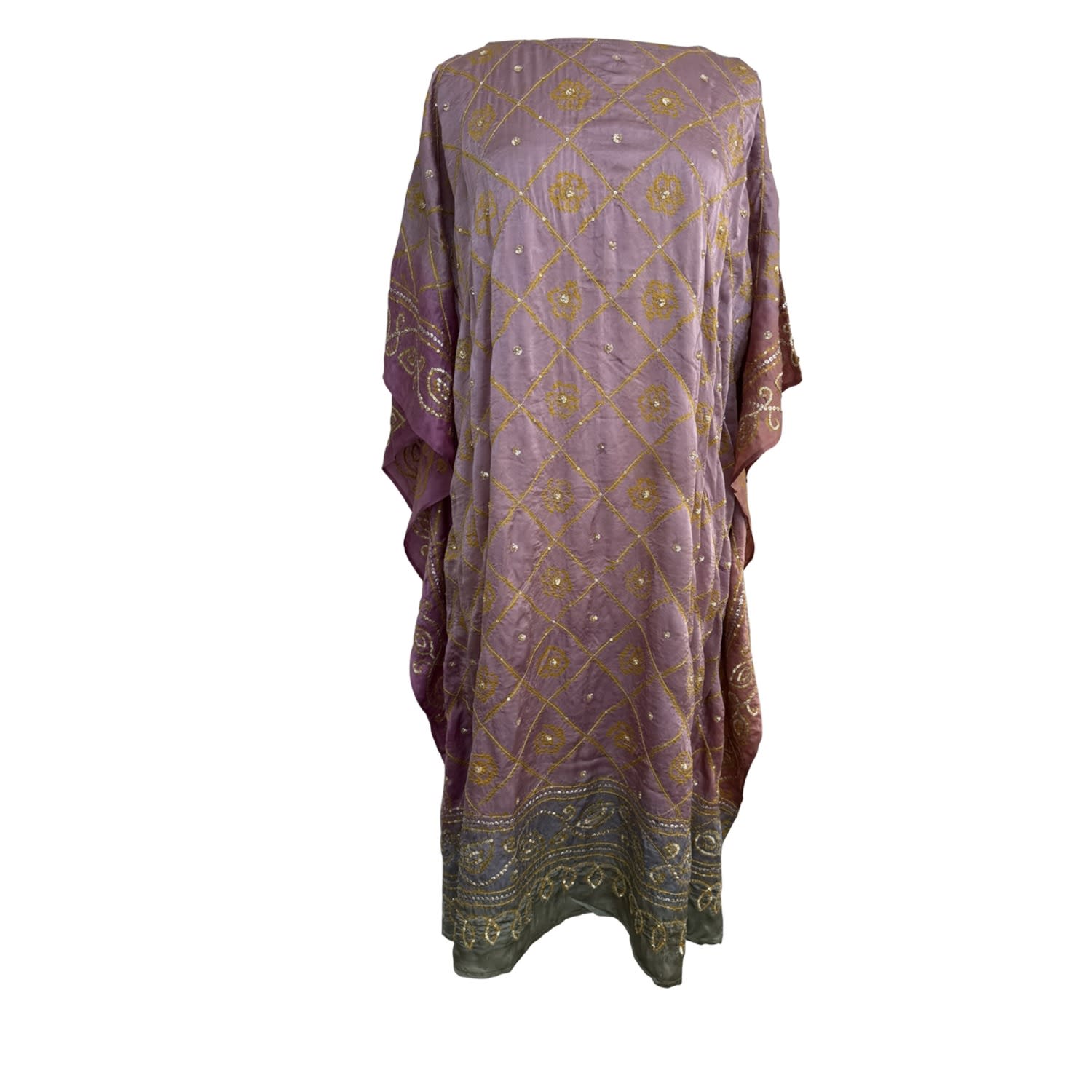 Kali Joshi Women's Grey Boat Neck Silk Kaftan In Brown