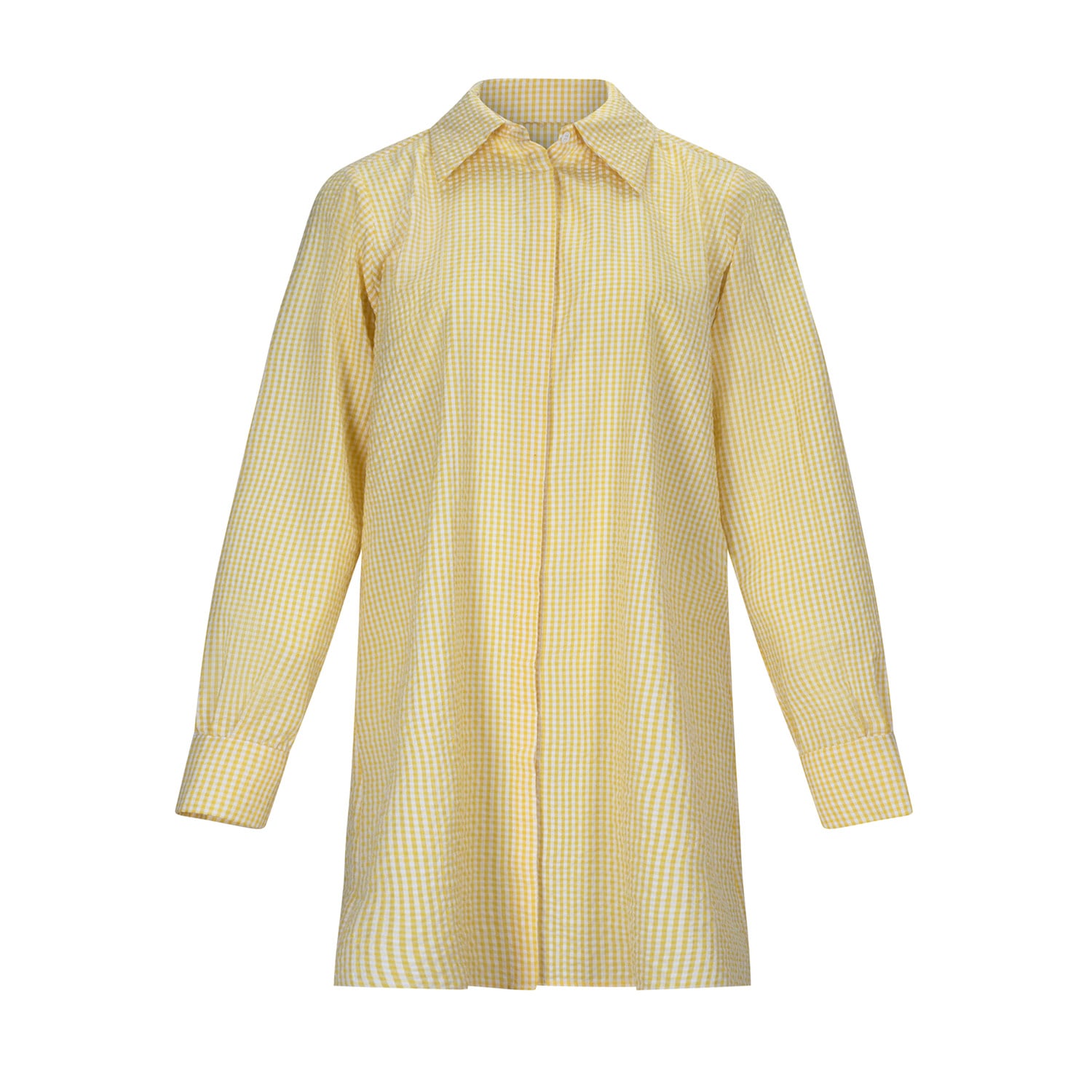 Women’s White / Yellow / Orange Yellow White Cotton Seersucker Shirtdress Small Gunda Hafner Ltd