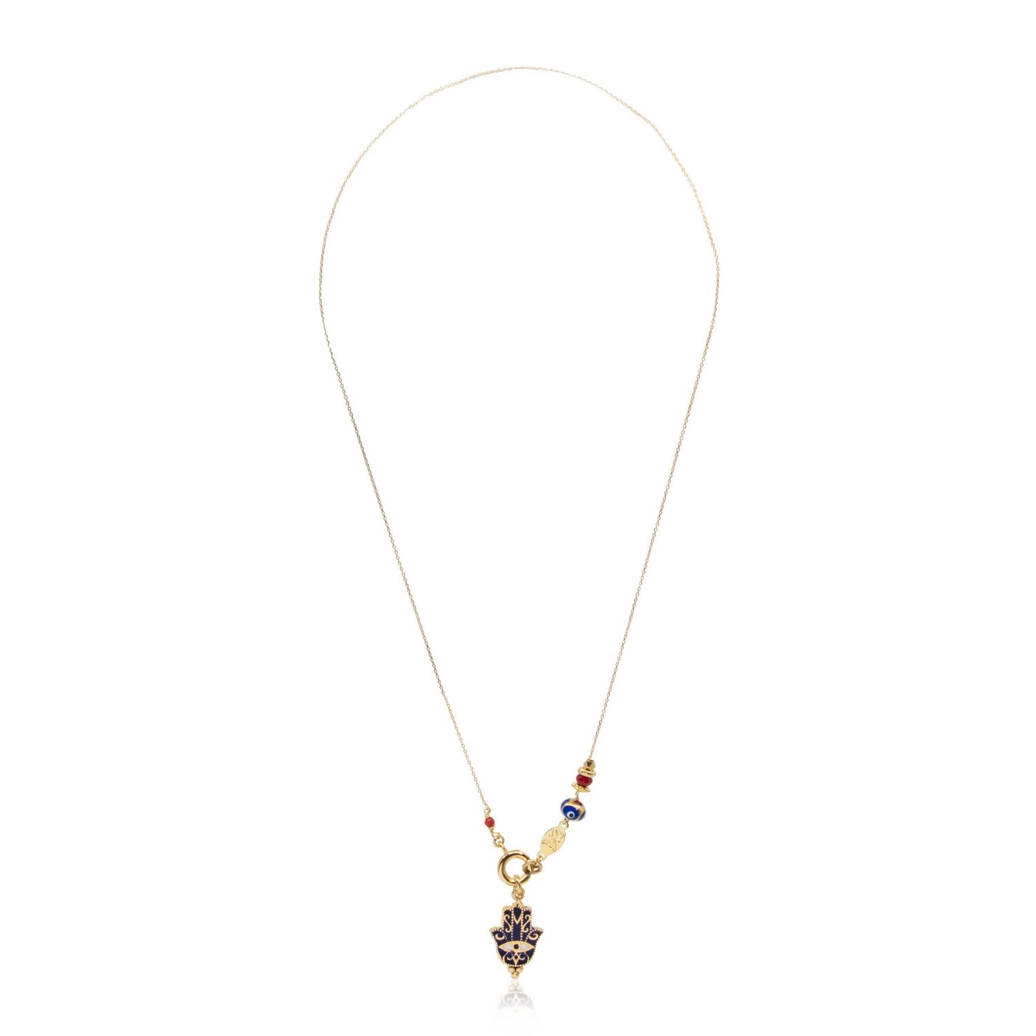 Atelier Petites Pierres Women's Gold / Rose Gold Divine - Ultramarine - Hamsa Necklace