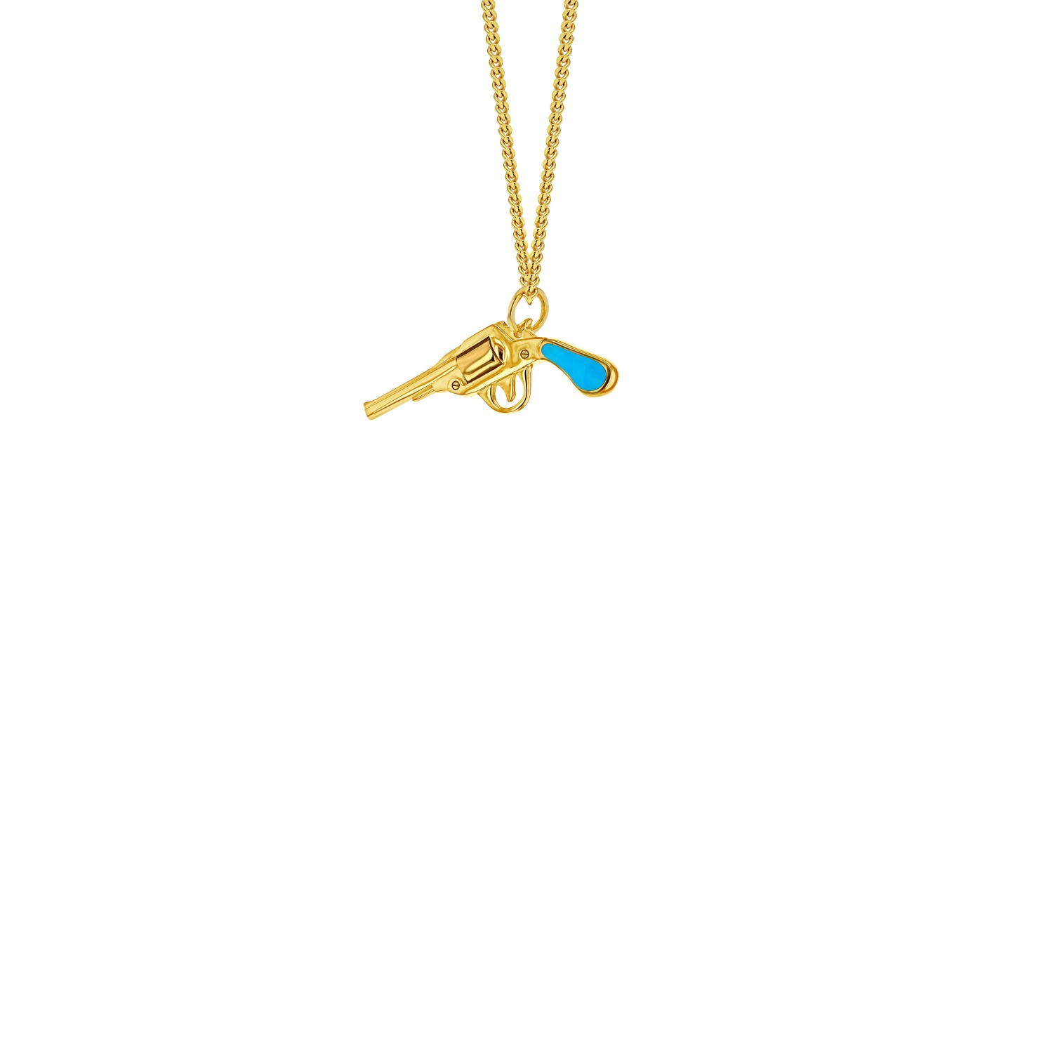 Women’s Gold / Blue Turquoise Enamel & Gold Plated Mini Retro Pistol Pendant True Rocks