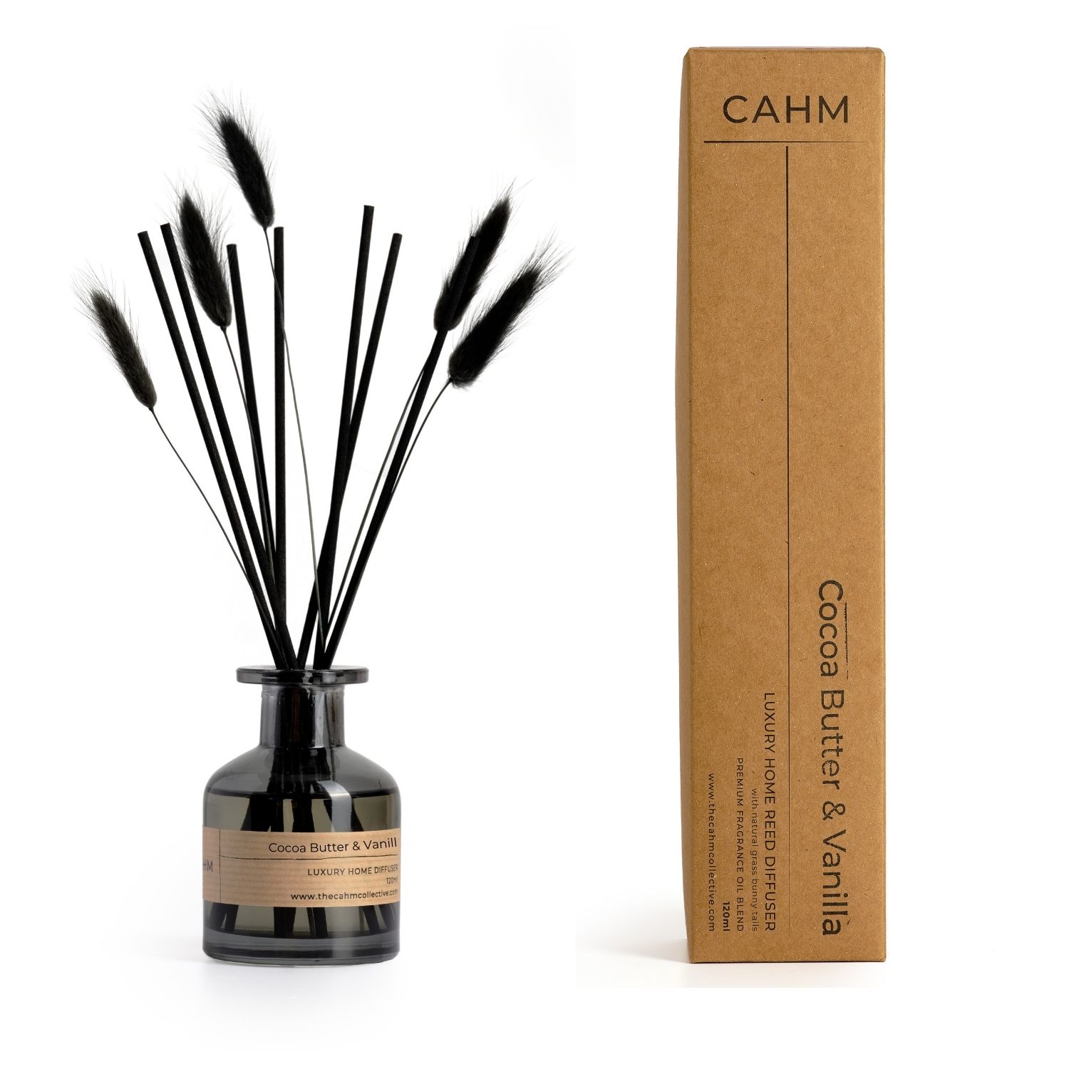 Cahm Cocoa Butter & Vanilla Luxury Reed Diffuser - Black