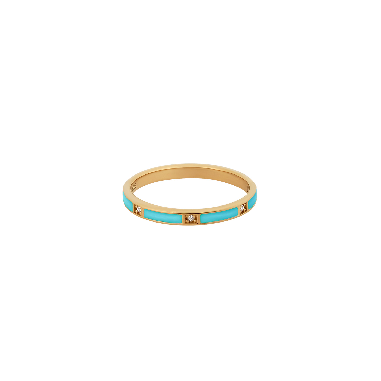 KARMA AND LUCK WOMEN'S BLUE / GOLD SOOTHING VIBRATIONS GOLD TURQUOISE RING