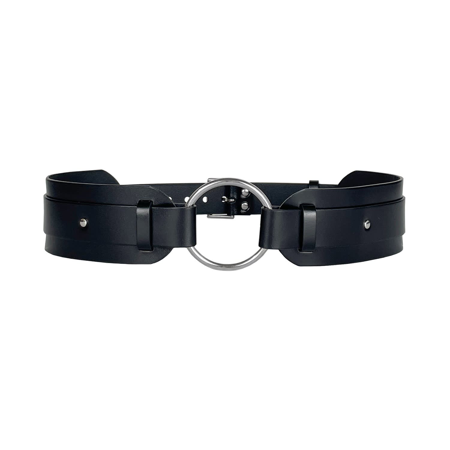 O Ring Black Waist Leather Belt | Haute Cuir | Wolf & Badger