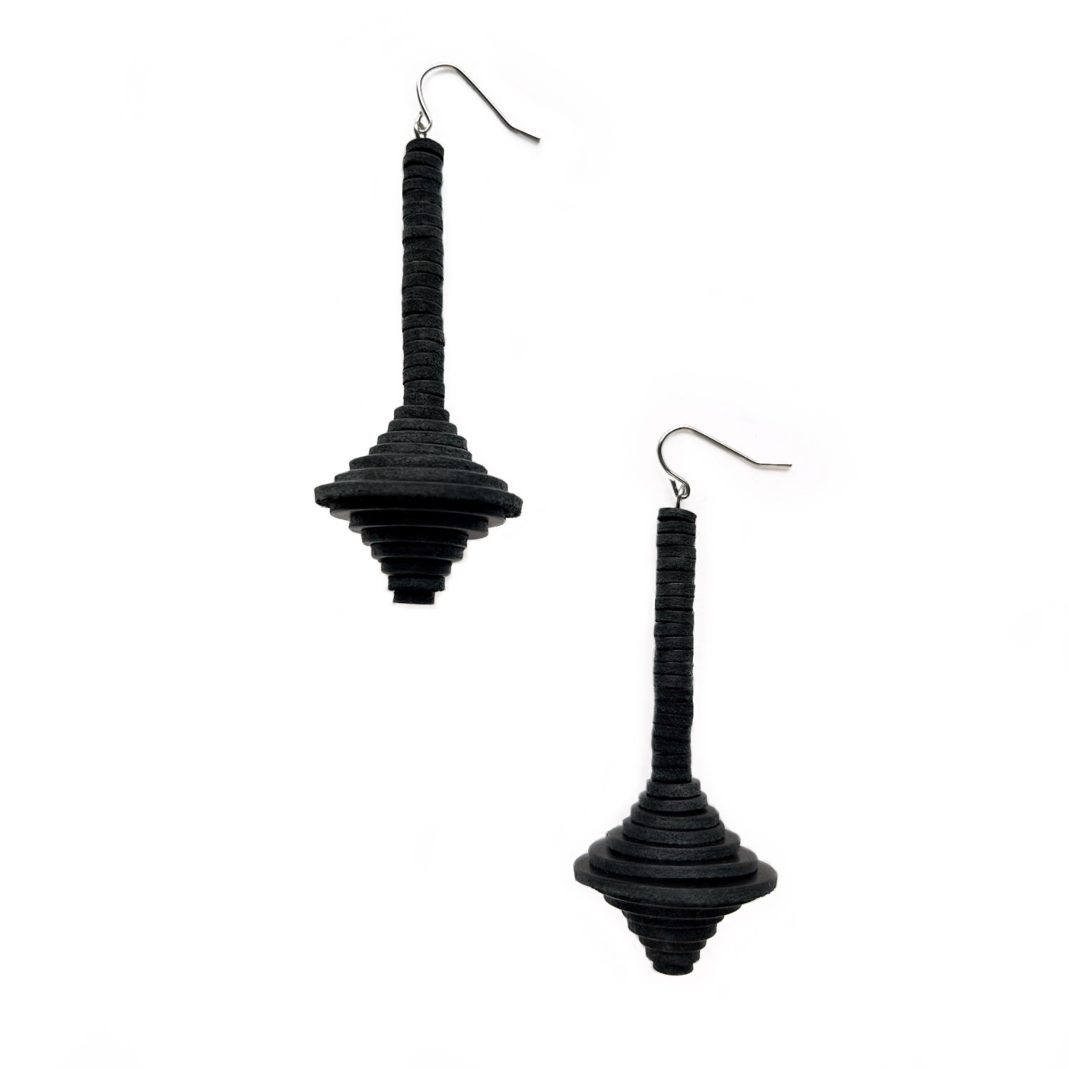 Waiwai Women's Black Axis Dangle Leather Earrings