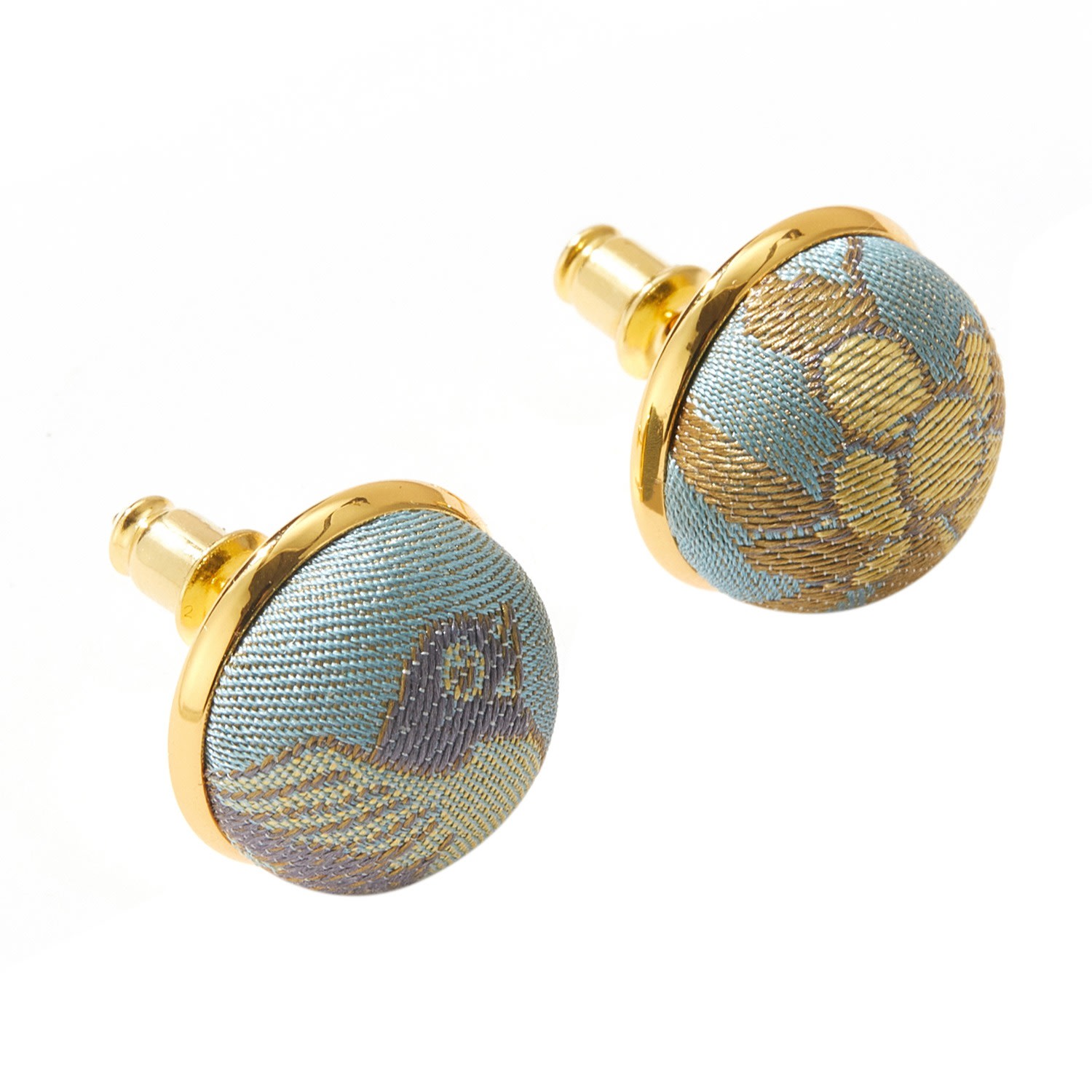Women's Neutrals Pure Silk Brocade Earrings | Loquats And Mountain Bird | Stud Earrings | Shine Collection | Soft Strokes Silk
