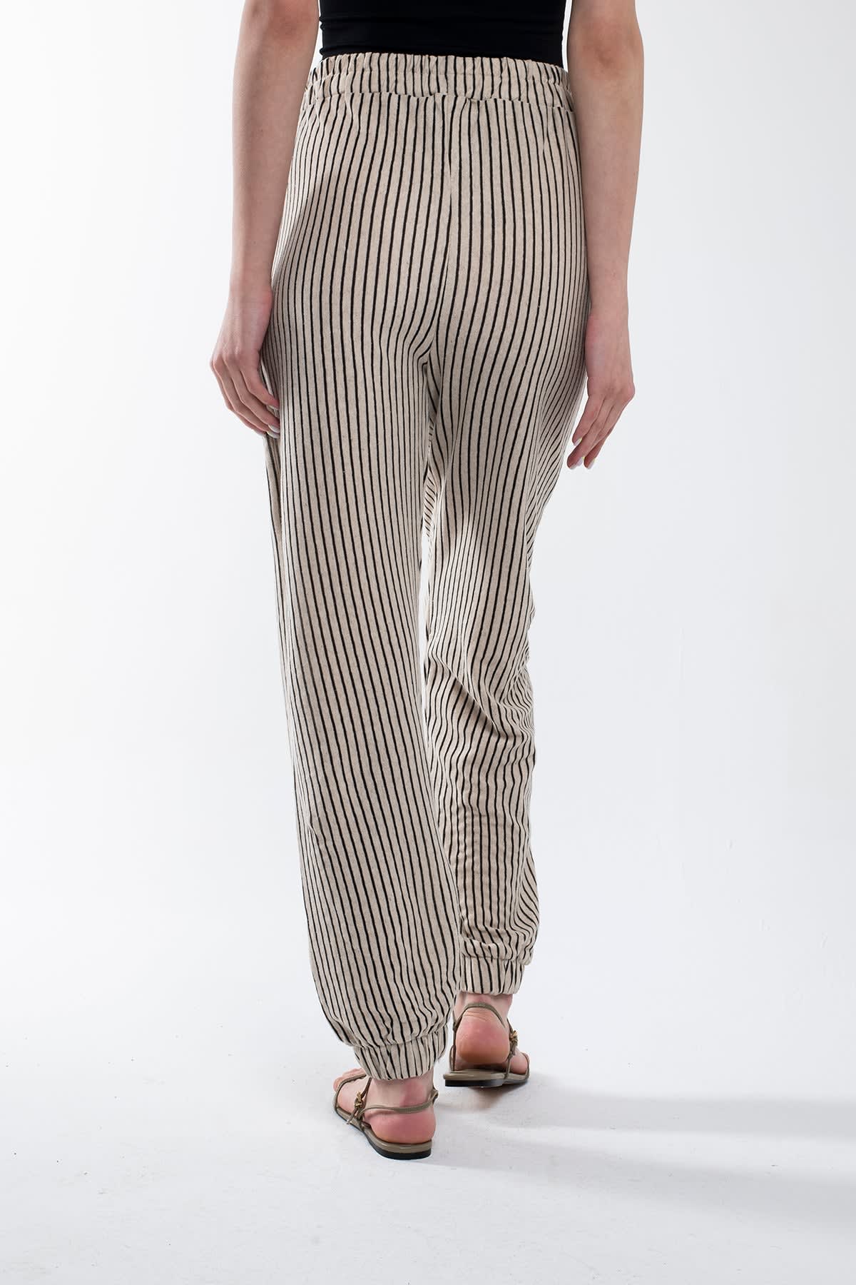 Striped Linen Pants With Elastic Legs by Bee & Alpaca