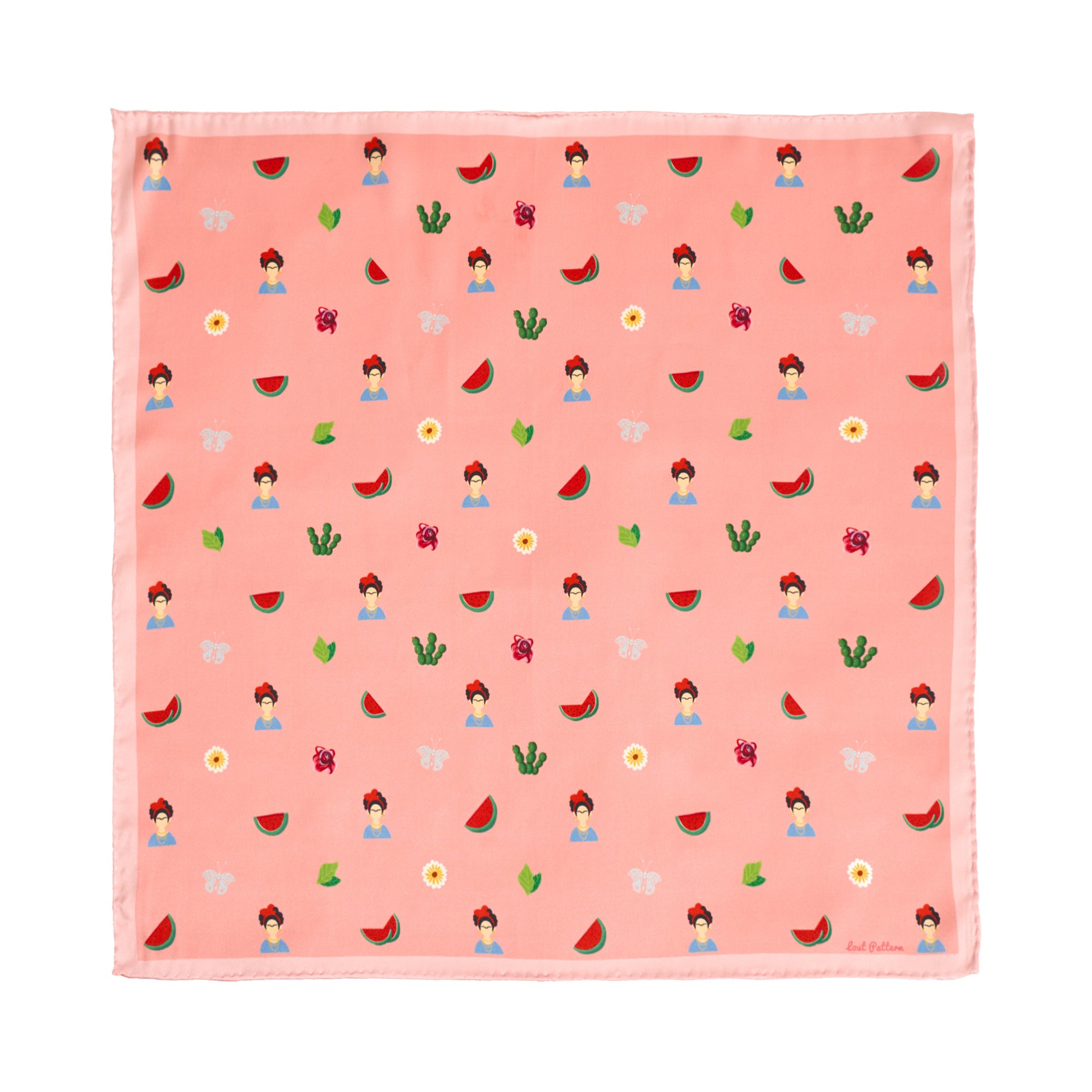 Lost Pattern Nyc Women's Frida's Desert Bloom Silk Bandana Scarf - Pink In Pink
