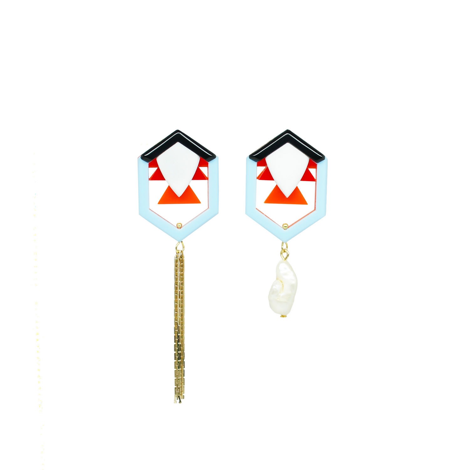 Gissa Bicalho Women's Handmade Earring Geo Fish Orange In Multi