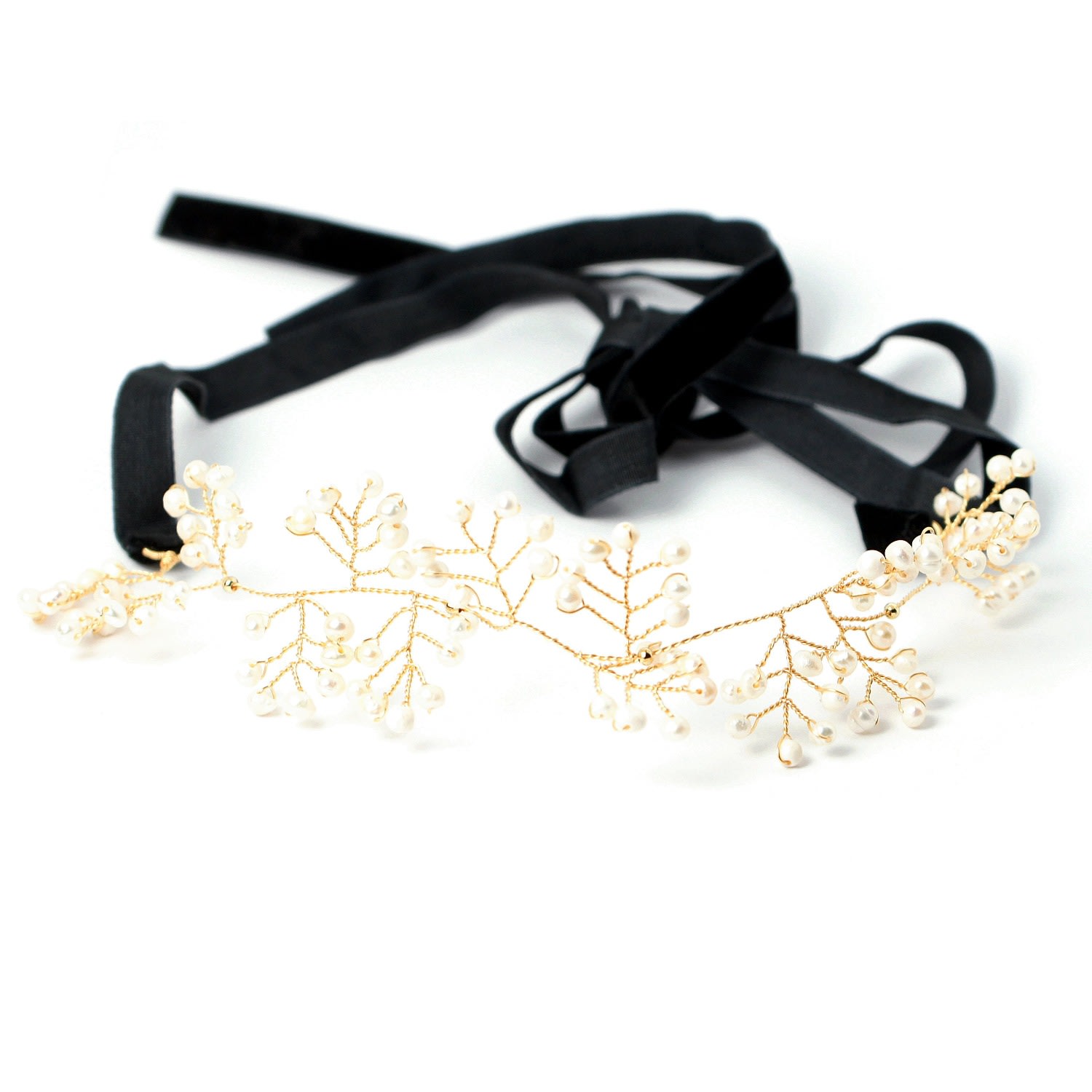 I'mmany London Women's White Soft Rime Freshwater Pearl Choker & Headband In White