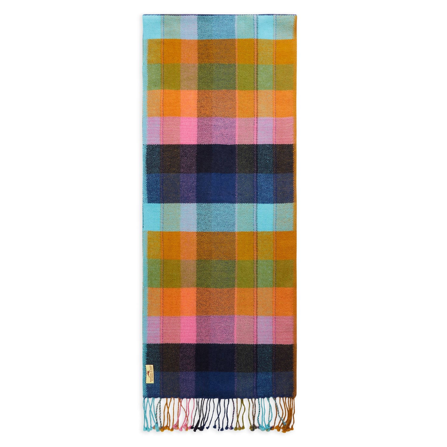 Men’s Cashmere & Merino Wool Scarf - Multi Check Burrows & Hare