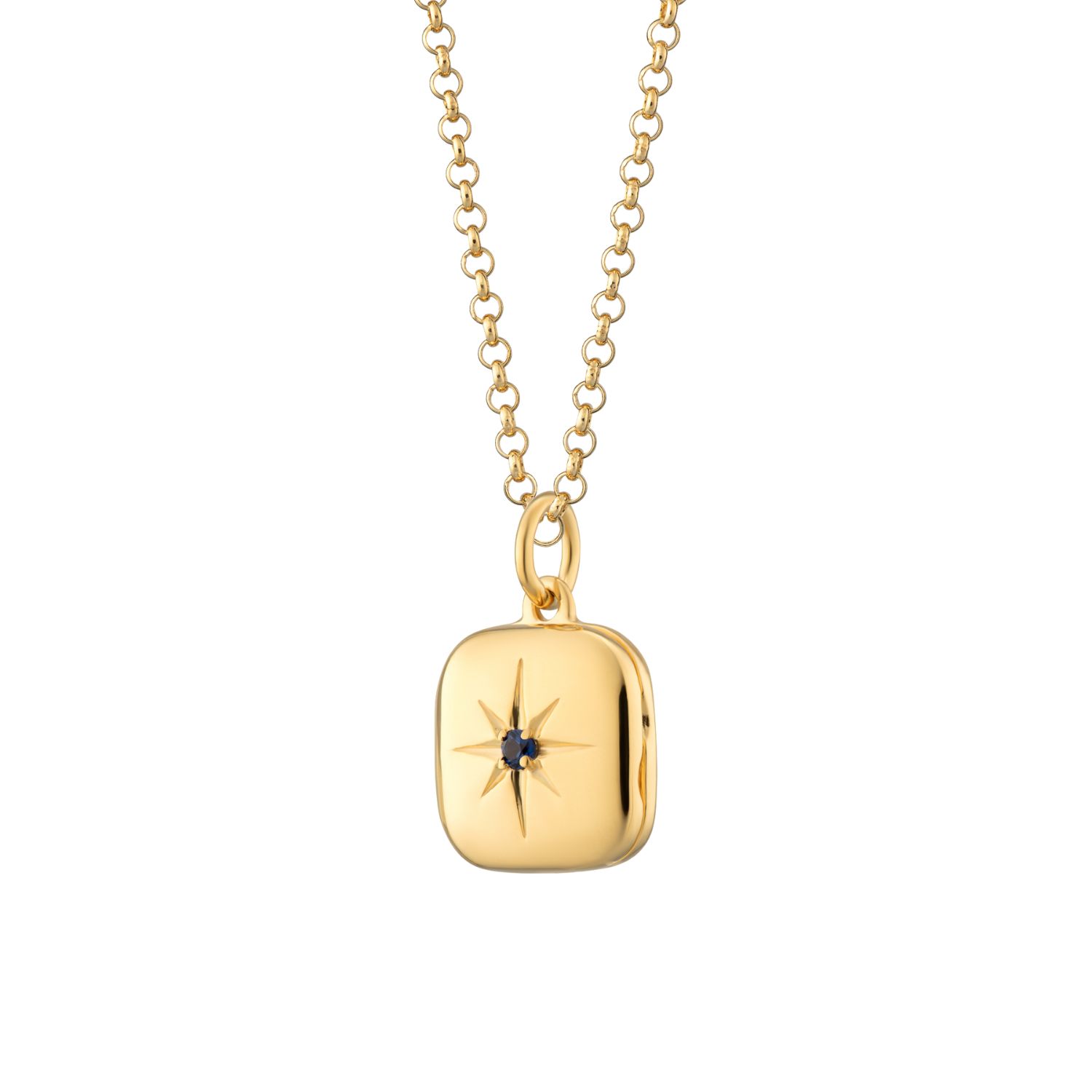 Women’s Blue / Gold Gold Plated Star Locket Necklace With Blue Stone Lily Charmed