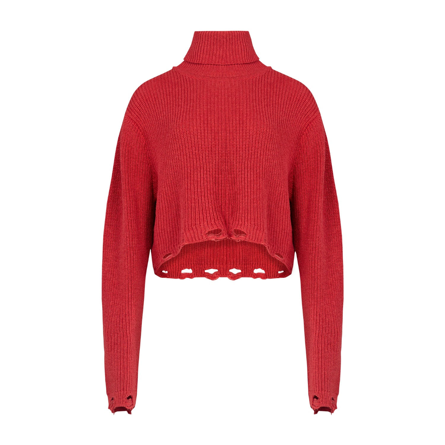 Pcfg Red Your Itch Ripped High Neck Knit Sweat - Samba In Red