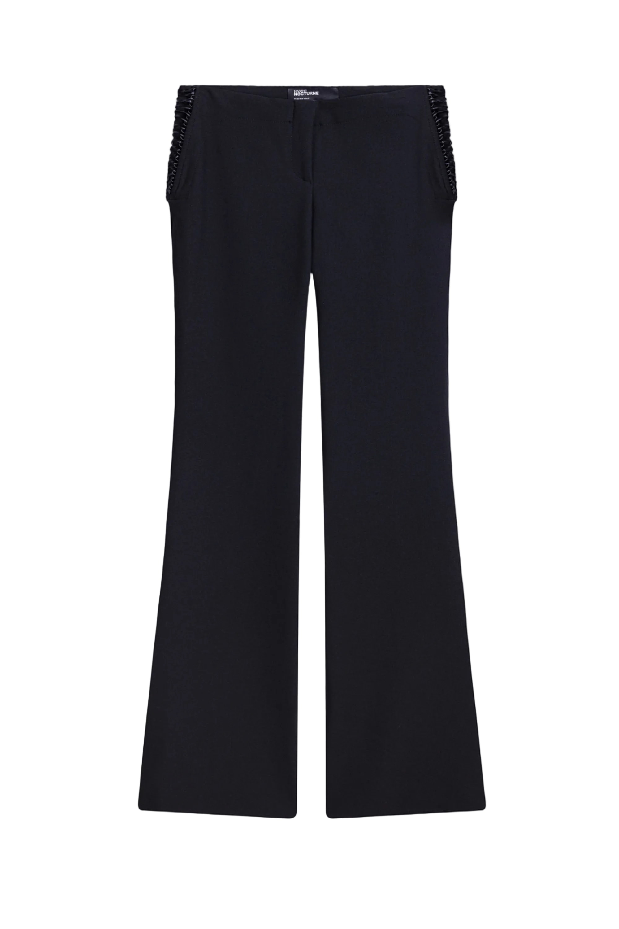 Nocturne Women's Black Side-tie Low-rise Slim Fit Trousers
