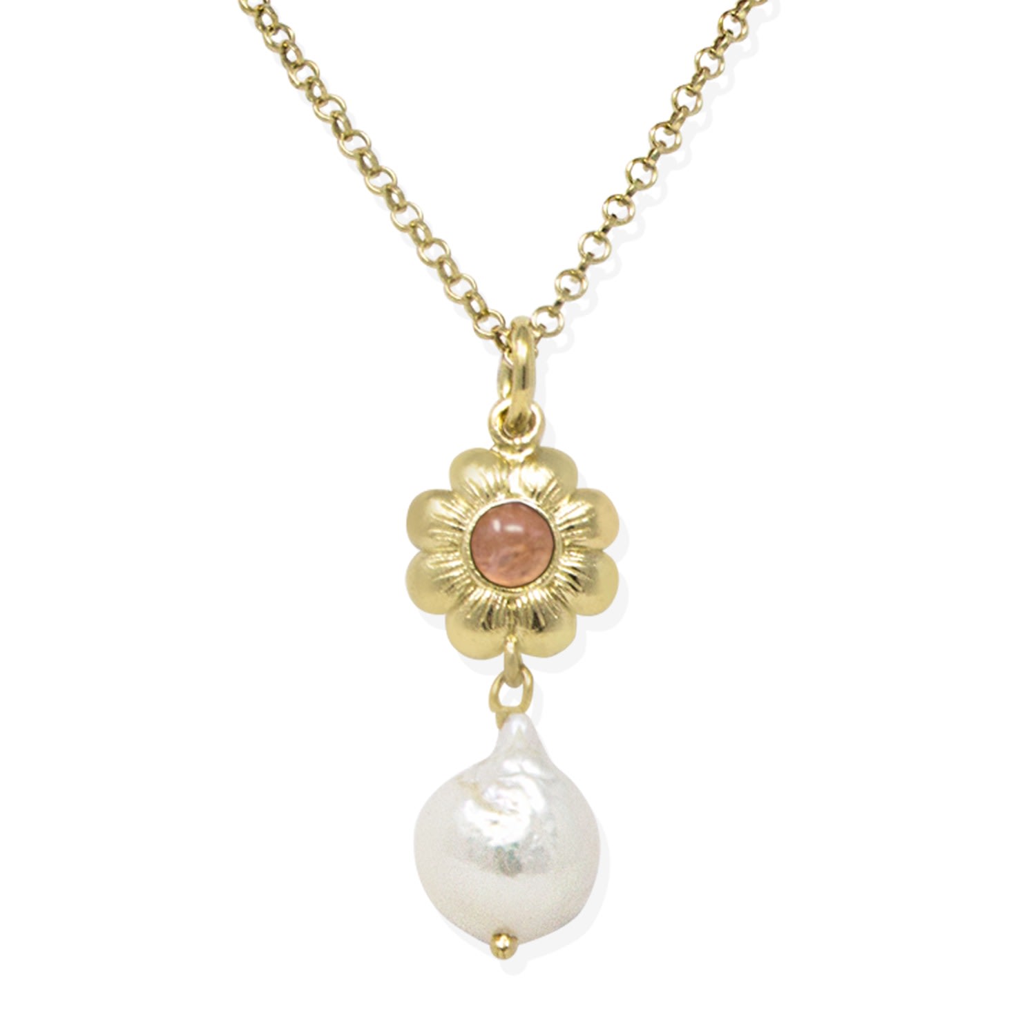 Women’s Pink / Purple Mini Flower Gold-Plated Pink Tourmaline Necklace Vintouch Italy