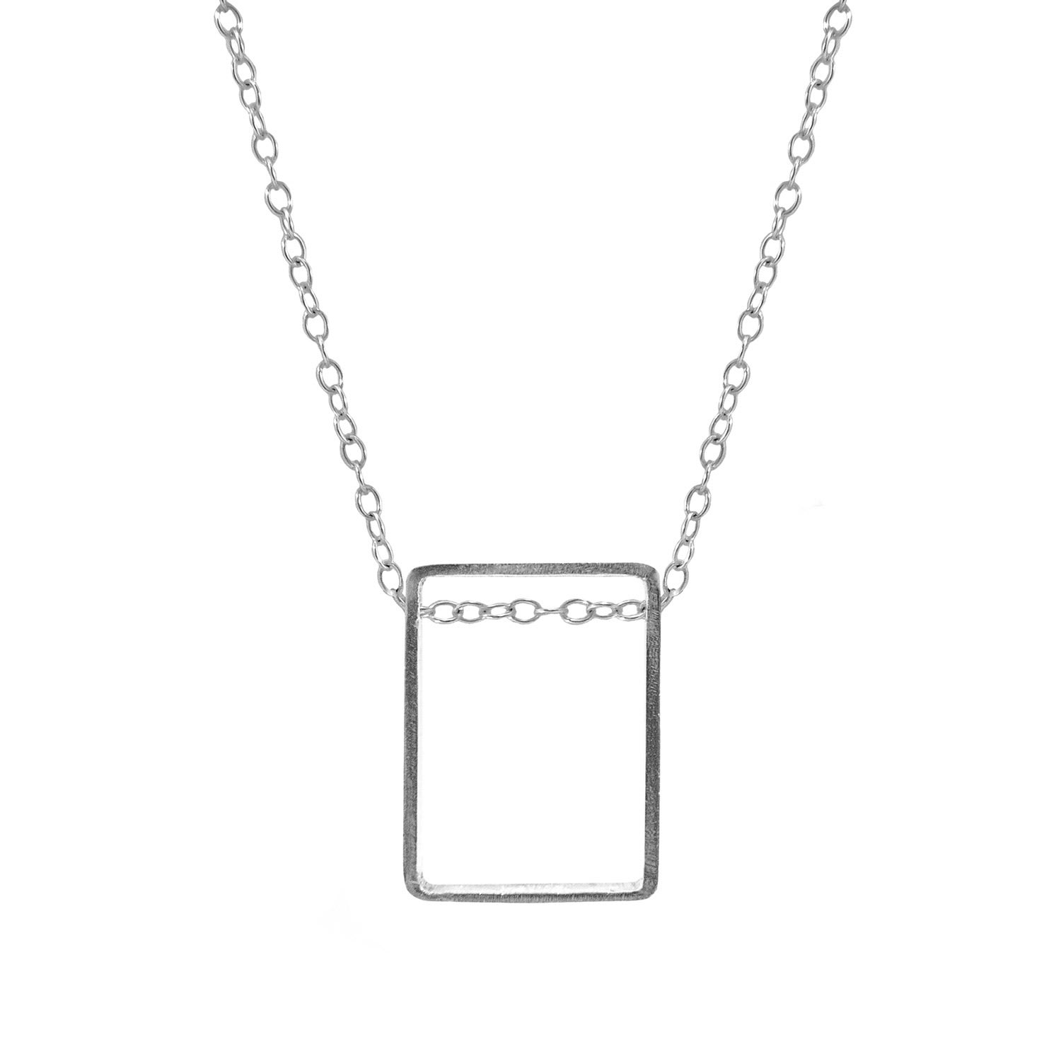 Women’s Bowen Box Mini Geometric Silver Necklace Pendant Anchor & Crew