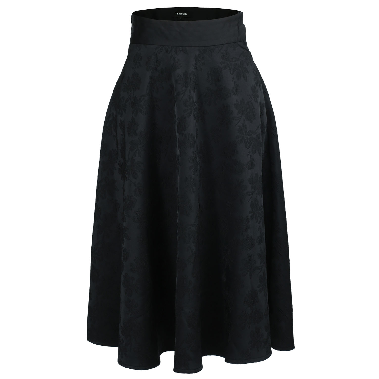 Smart And Joy Women's Flared Jacquard Skirt - Black In Black
