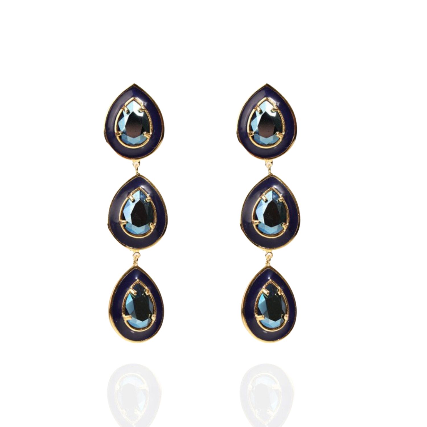 Women’s Ebony Medium Blue Statement Earrings Lina Paris