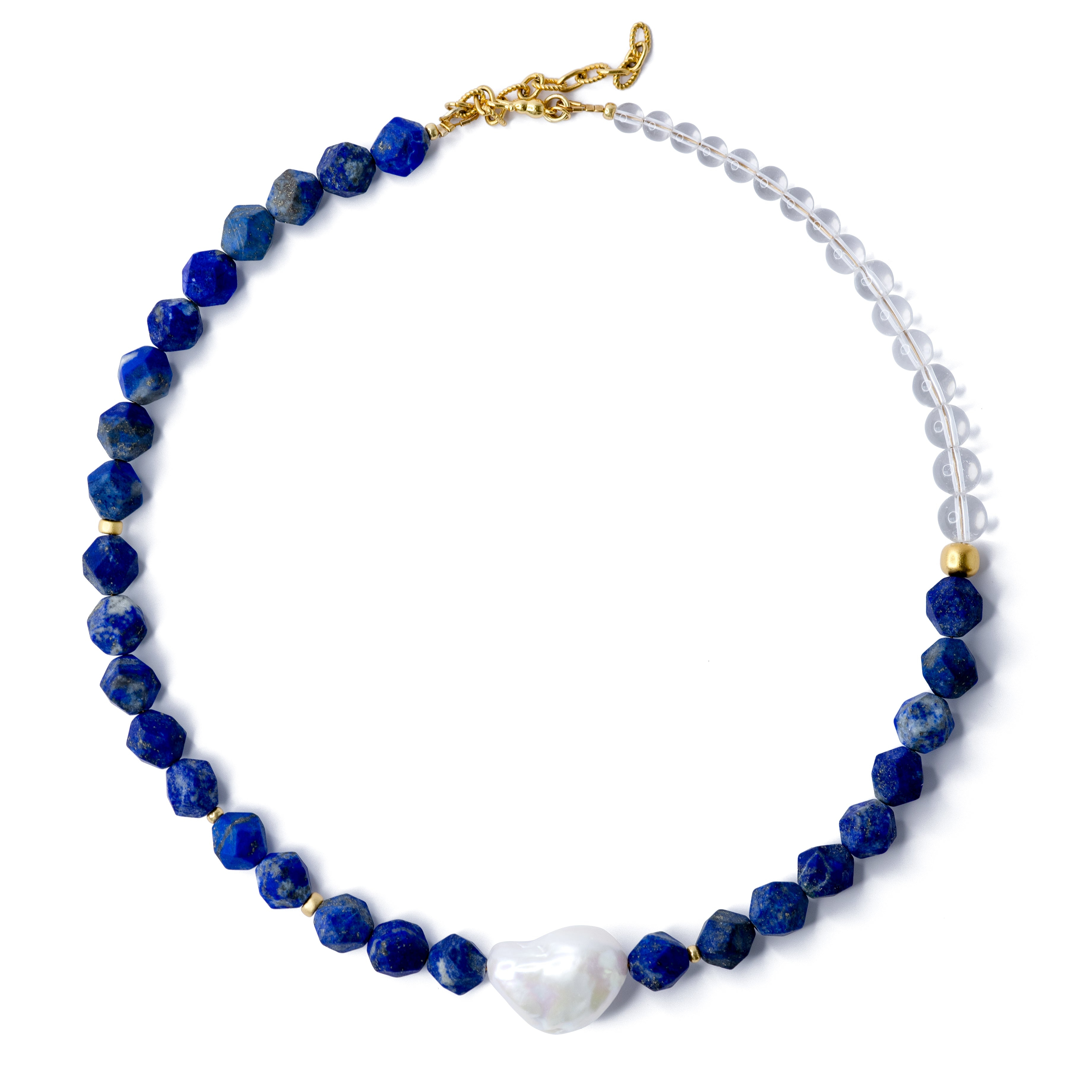 Bombyx House Women's Blue / White / Gold Pearl Lapis Lazuli Necklace In Blue