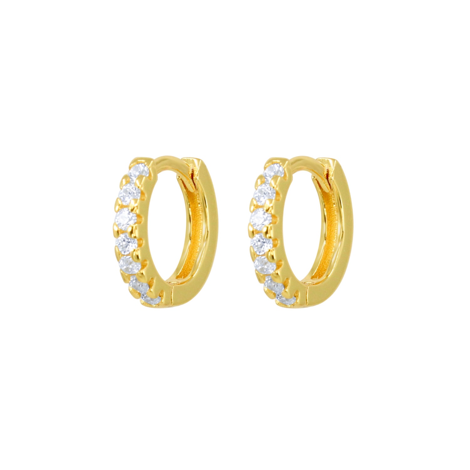 Women’s Mini PavÃ© Gold Huggie Hoop Earrings Lucky Eleven